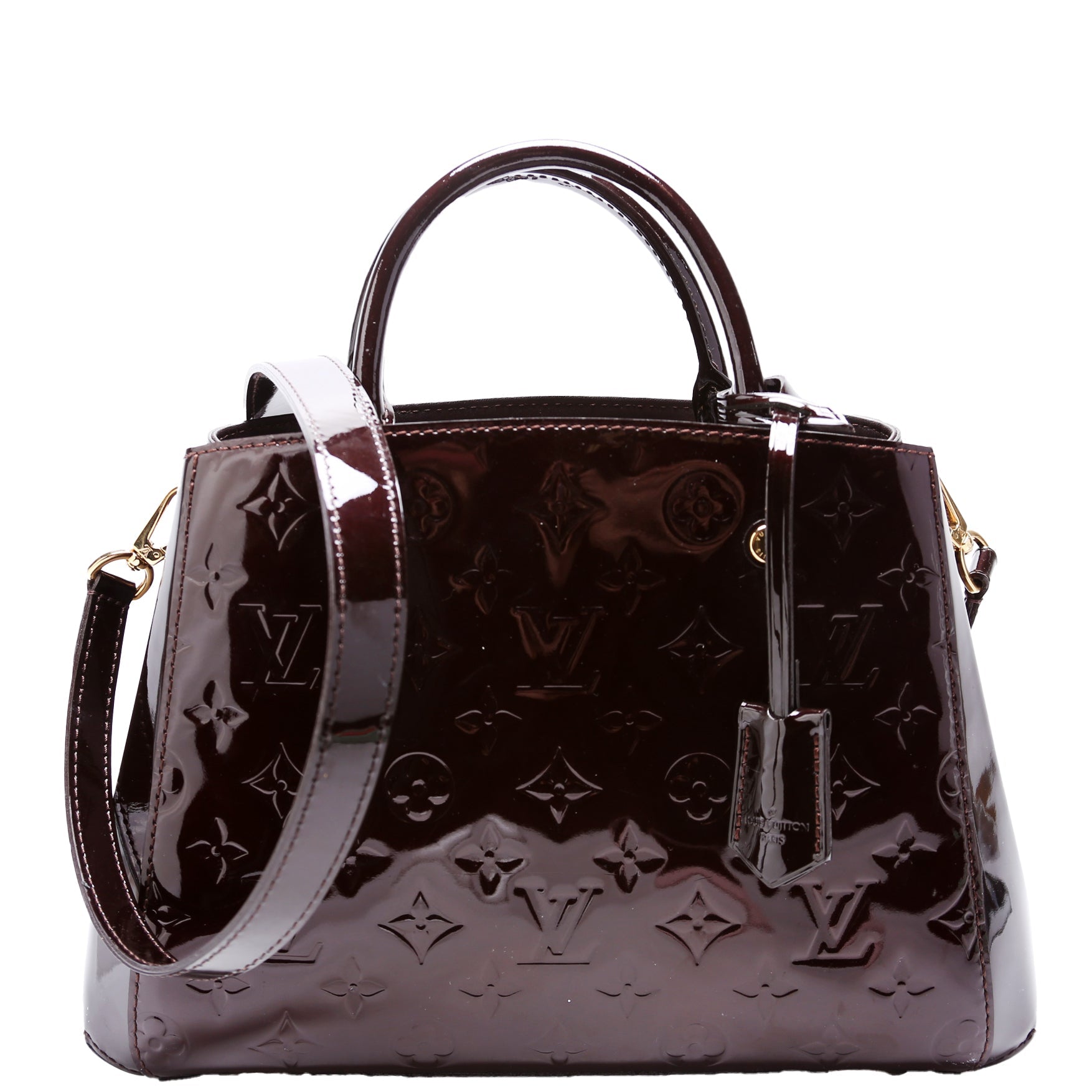 Louis Vuitton Montaigne BB Burgundy Vernis Handbag