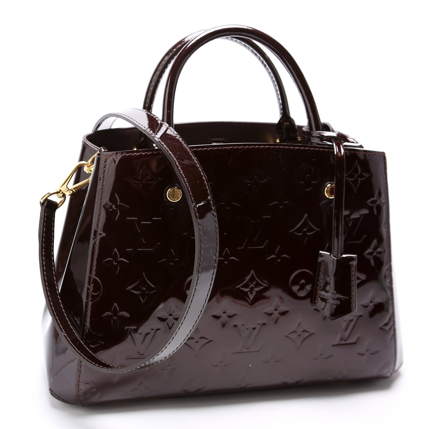 Louis Vuitton Montaigne BB Burgundy Vernis Handbag