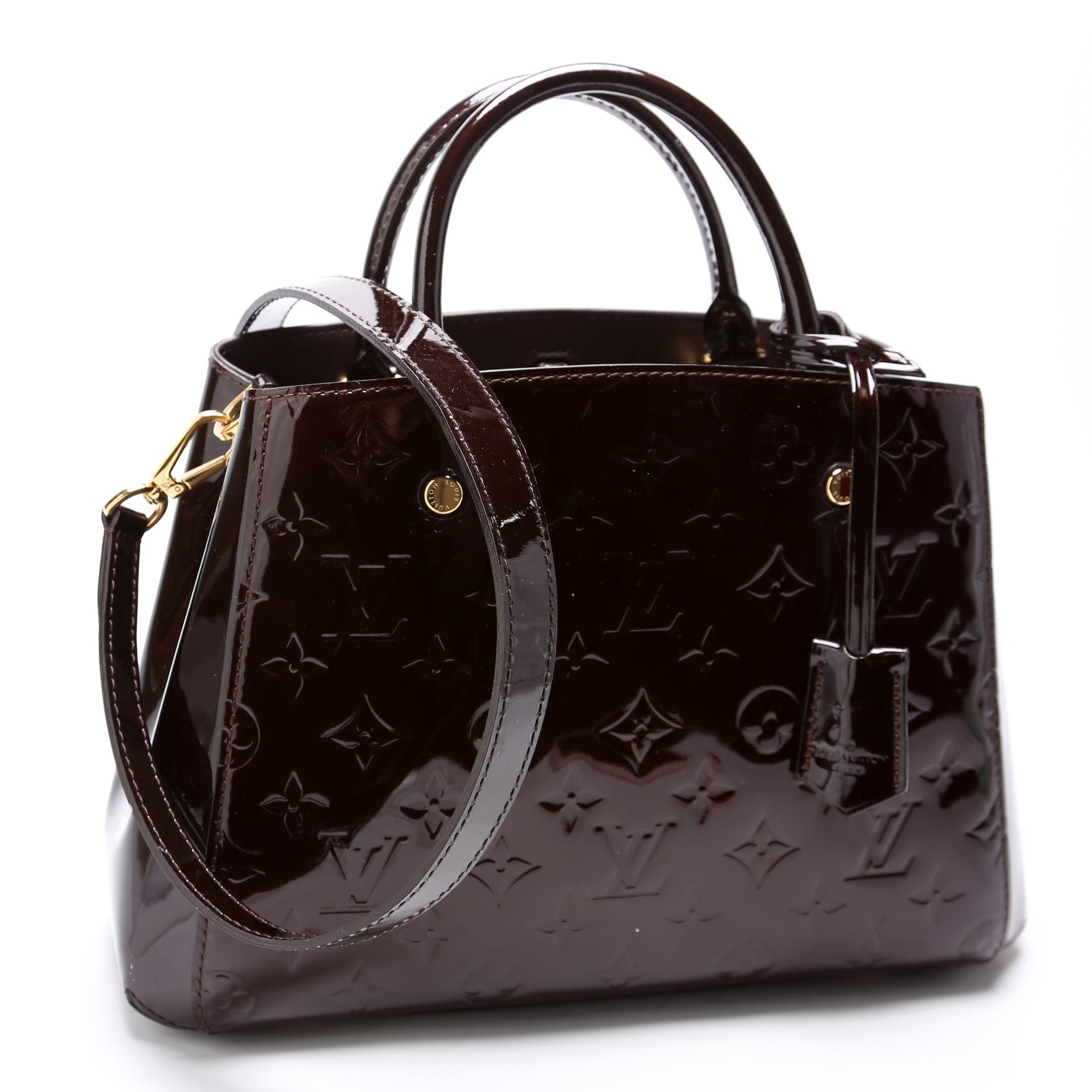 Louis Vuitton Montaigne BB Burgundy Vernis Handbag