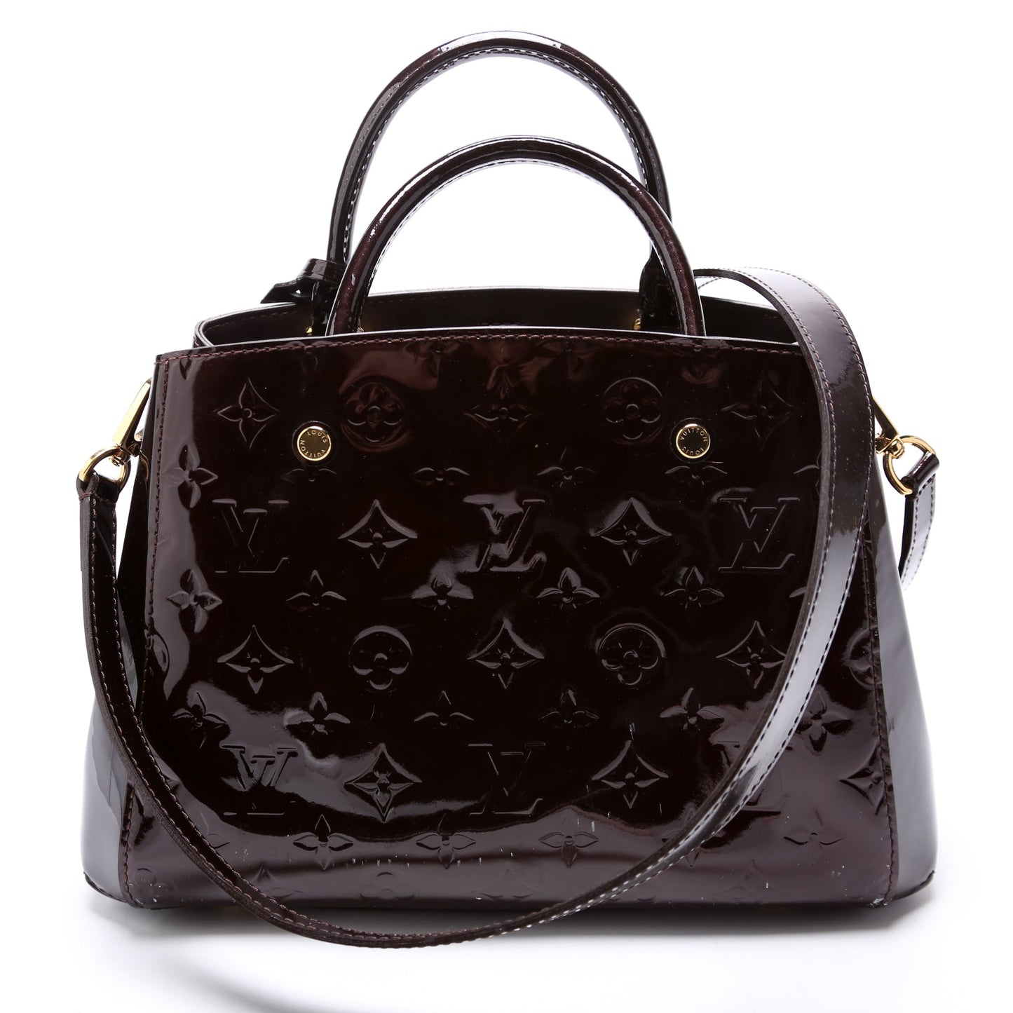 Louis Vuitton Montaigne BB Burgundy Vernis Handbag