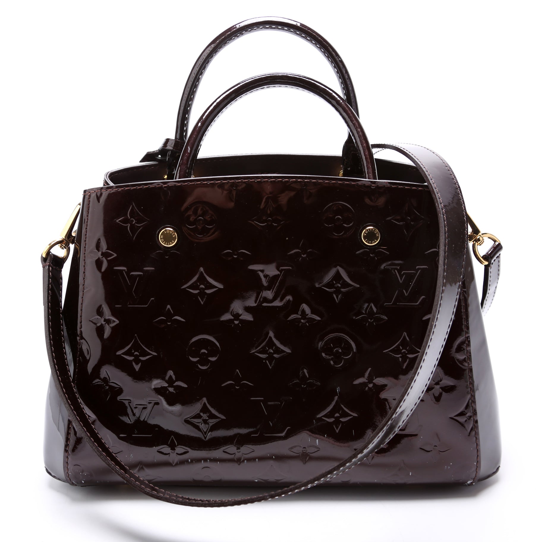 Louis Vuitton Montaigne BB Burgundy Vernis Handbag