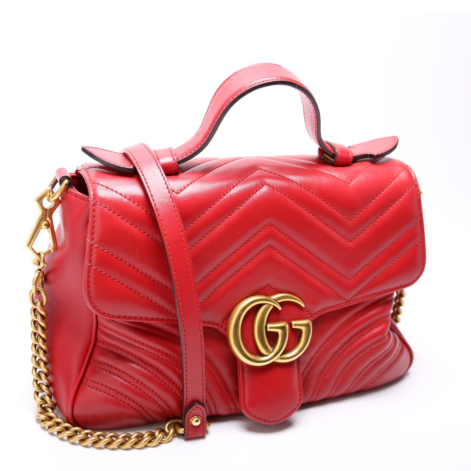 Gucci GG Marmont Red Small Top Handle Travel Bag