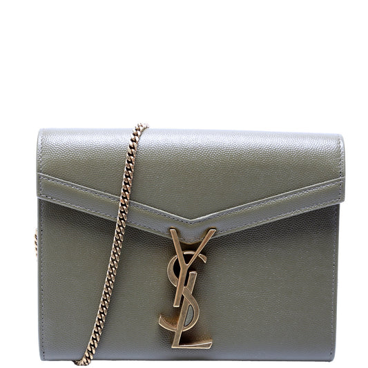 YSL Saint Laurent Cassandra Wallet Grain Bag Green Chain Travel Bag