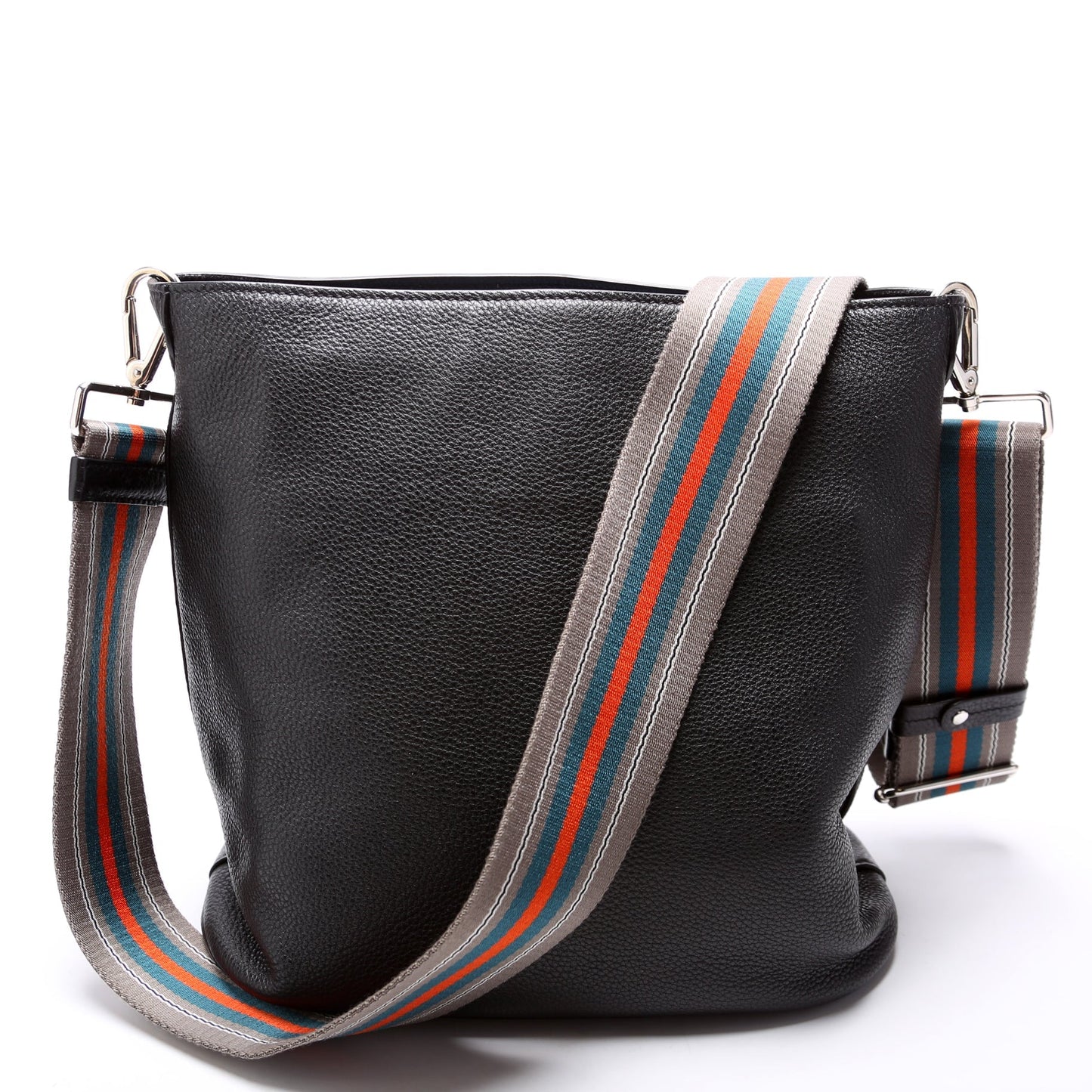 Prada Vitello Daino Phenix Bag Black Bucket Bucket Bag