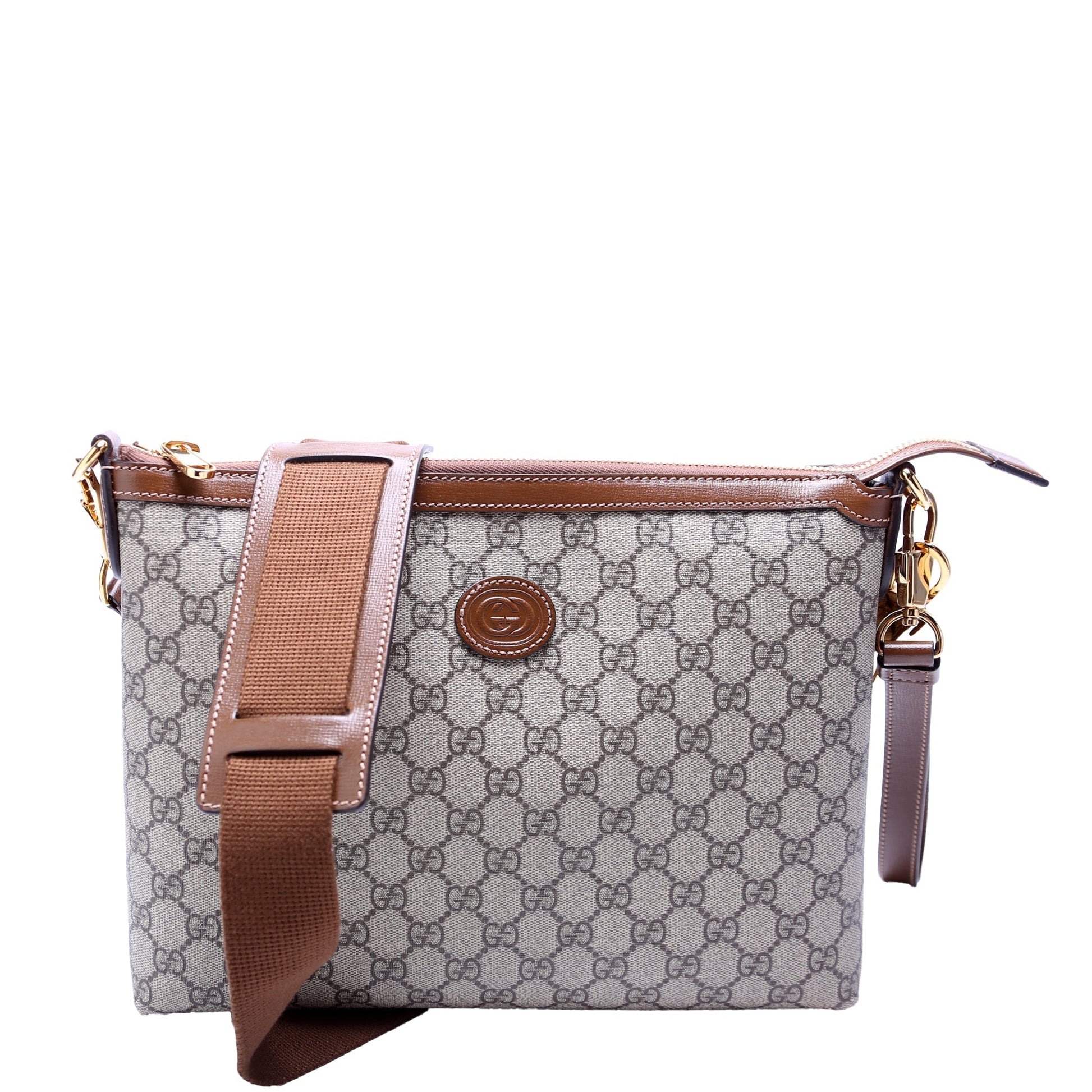 Gucci GG Supreme Interlocking G Messenger Brown Travel Bag