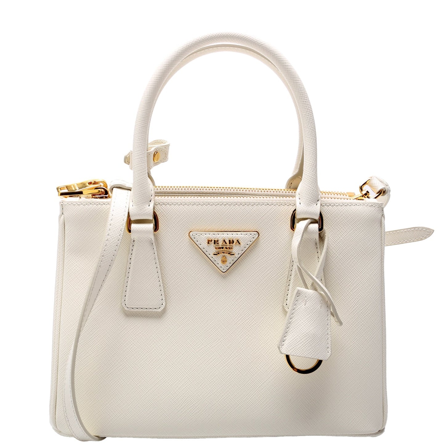Prada Saffiano Lux Galleria Bag White Small Travel Bag