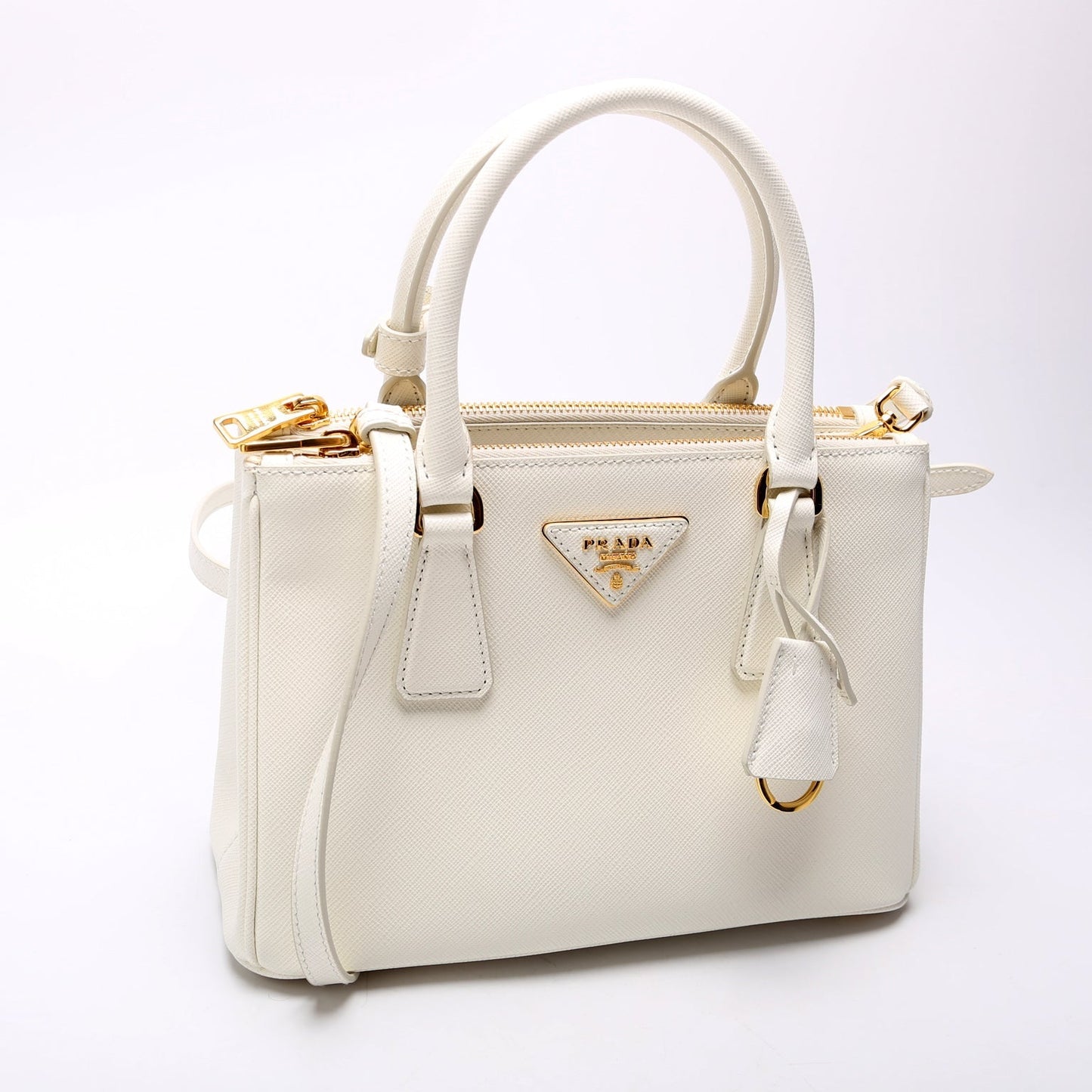 Prada Saffiano Lux Galleria Bag White Small Travel Bag