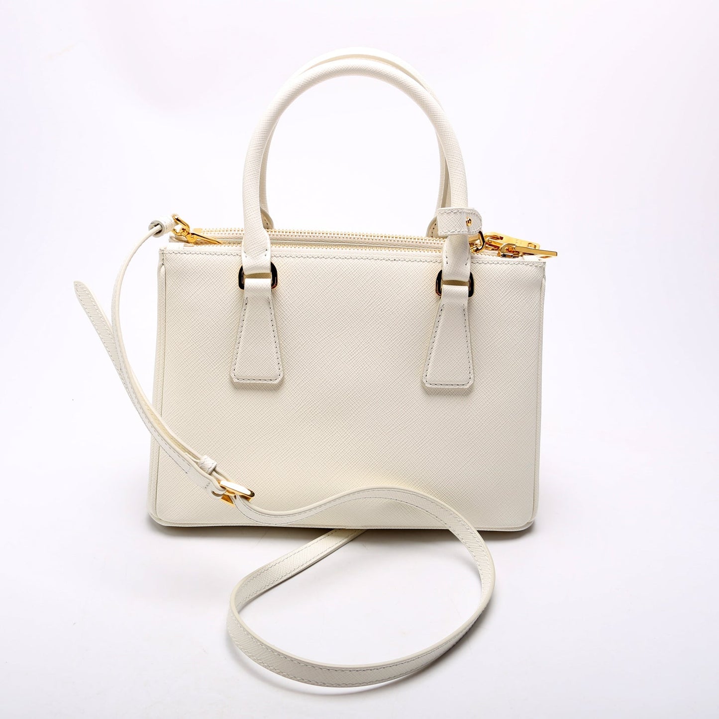 Prada Saffiano Lux Galleria Bag White Small Travel Bag