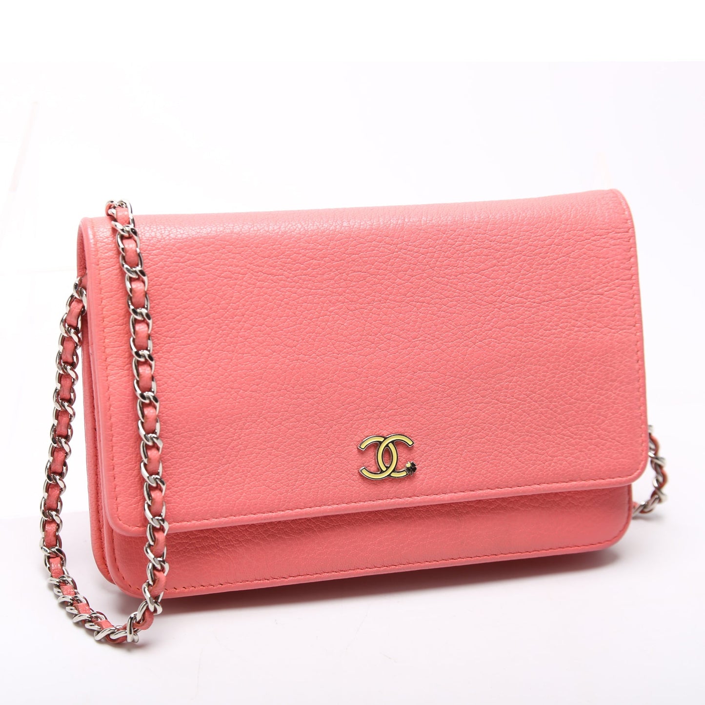 Chanel WOC CC Lucky Clover Charm Pink Key Chain