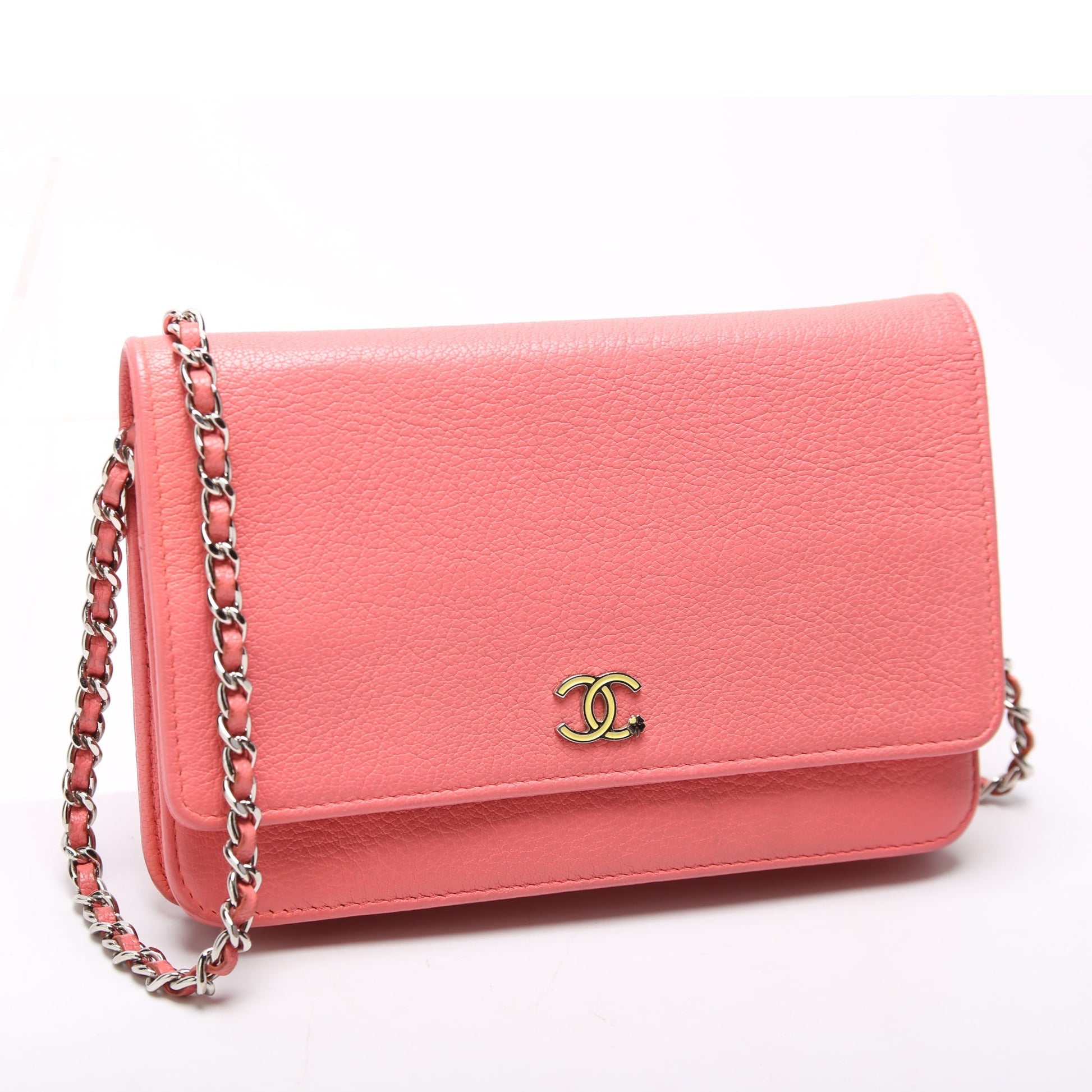 Chanel WOC CC Lucky Clover Charm Pink Key Chain