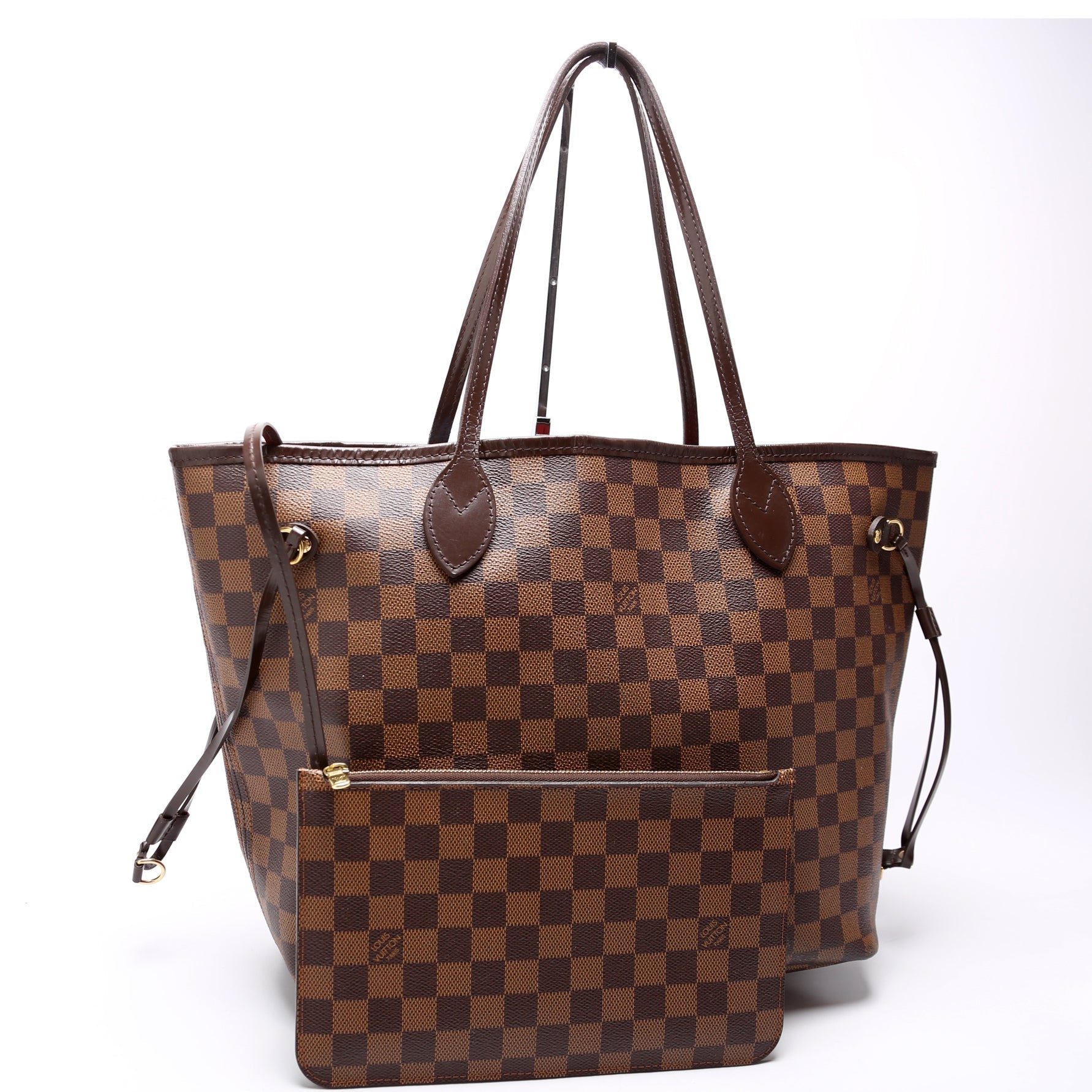 Louis Vuitton Neverfull W MM Ebene Damier Red Wallet Case