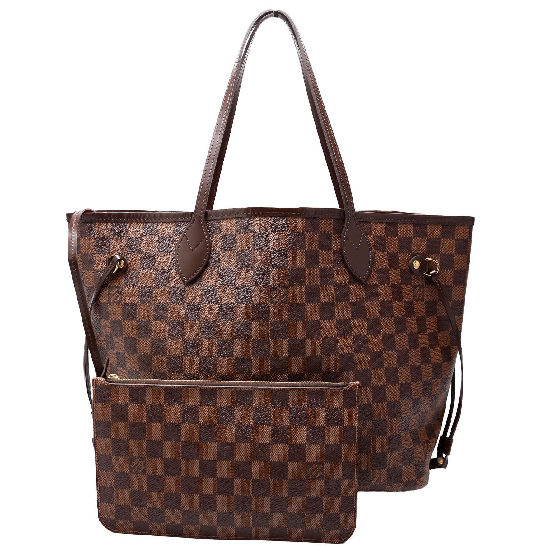 Louis Vuitton Neverfull W MM Ebene Damier Red Wallet Case Red 1