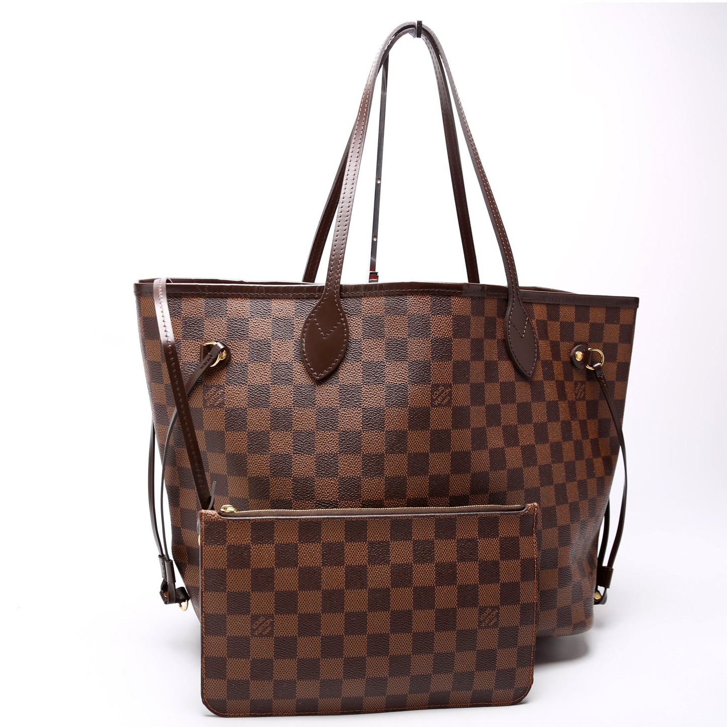 Louis Vuitton Neverfull W MM Ebene Damier Red Wallet Case Red 1