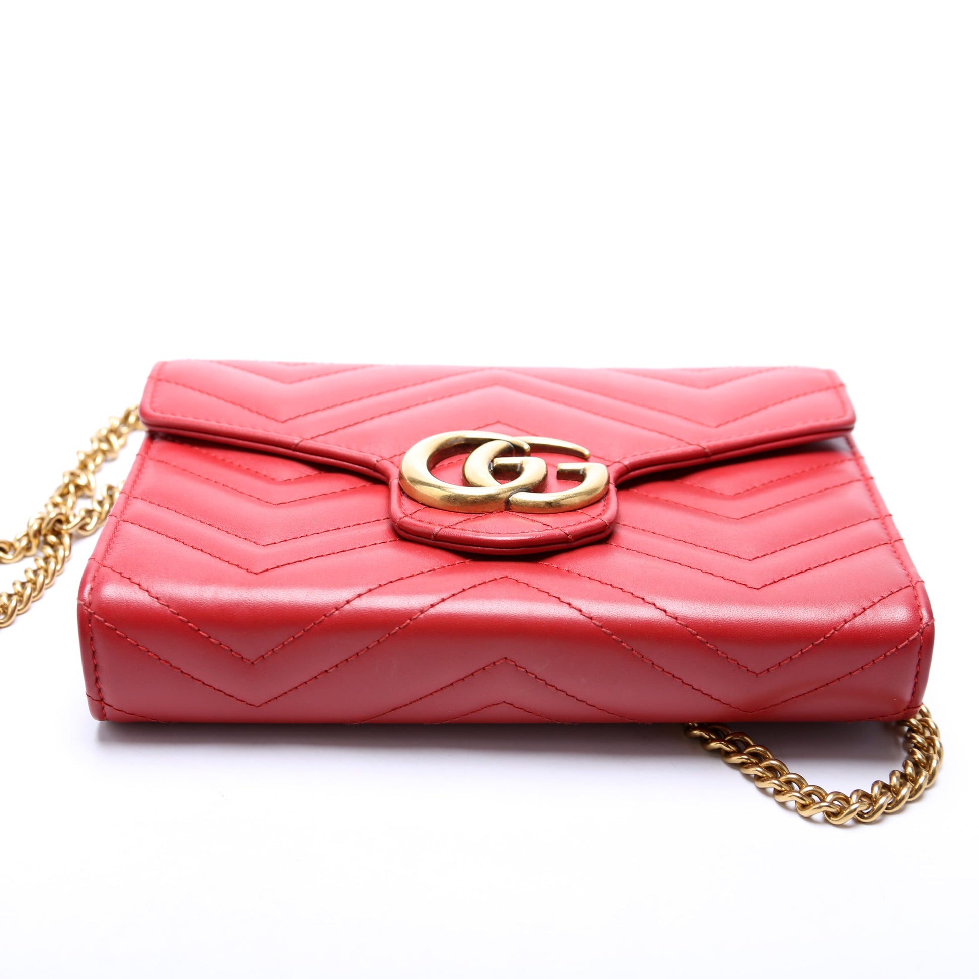 Gucci Marmont Red Chain Wallet Case