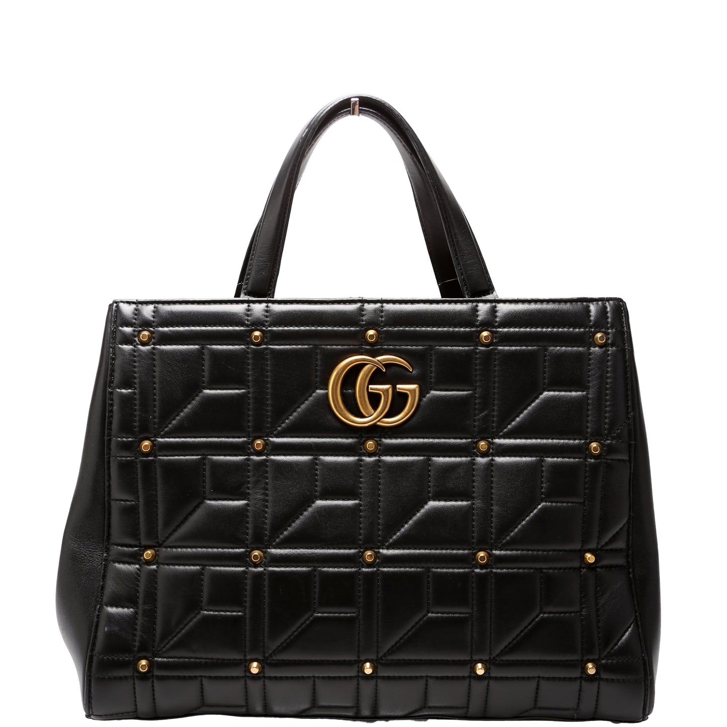 Gucci Marmont Studded Black Top Handle Travel Bag