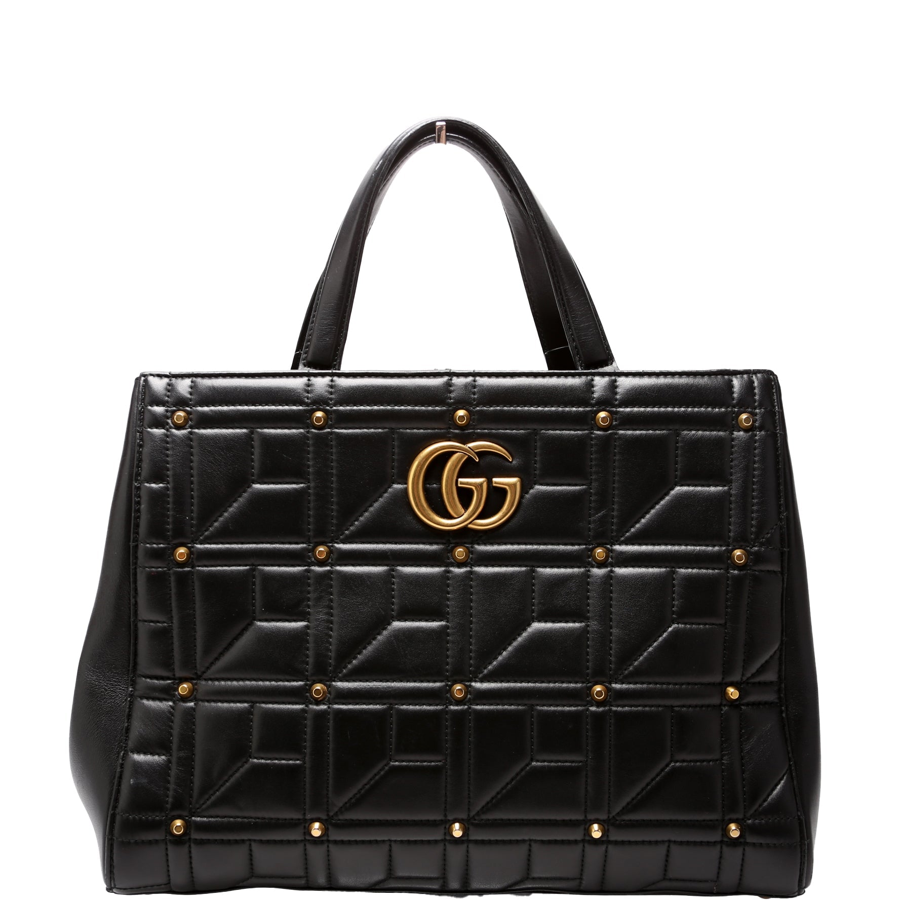 Gucci Marmont Studded Black Top Handle Travel Bag