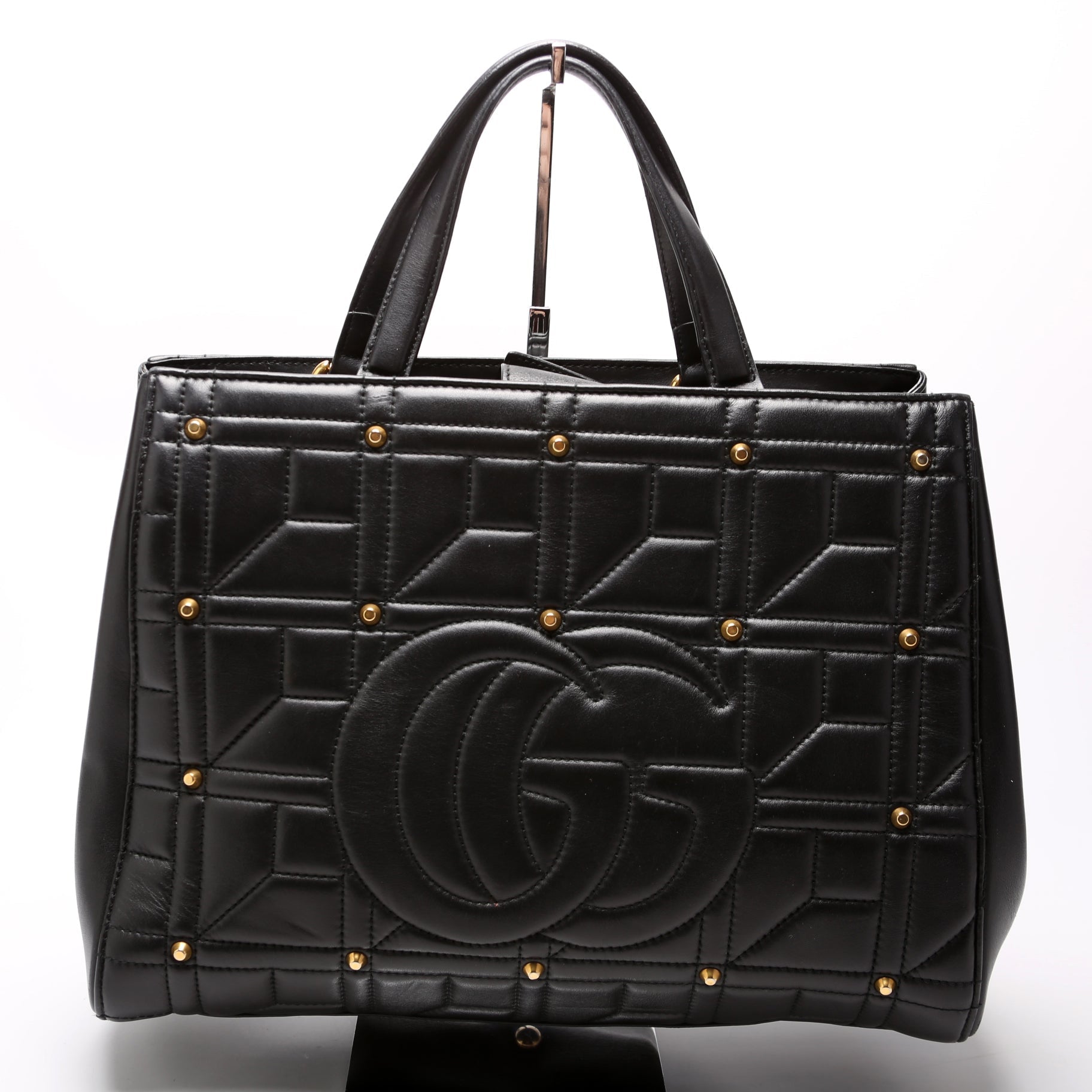 Gucci Marmont Studded Black Top Handle Travel Bag