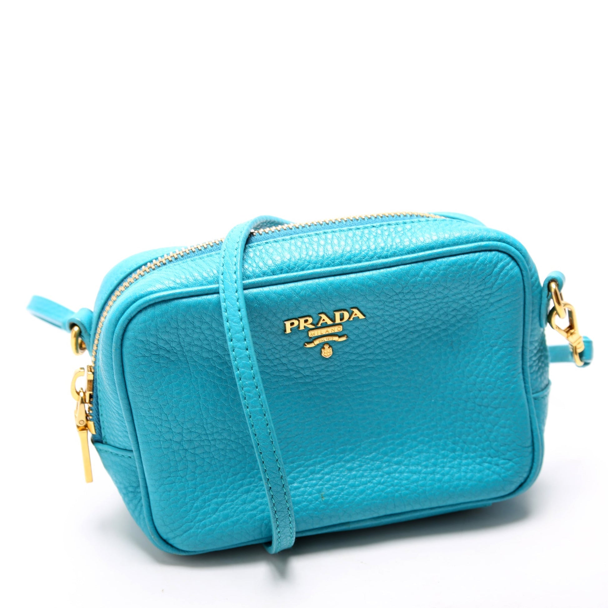 Prada Vitello Daino Camera Bag Blue Mini Travel Bag