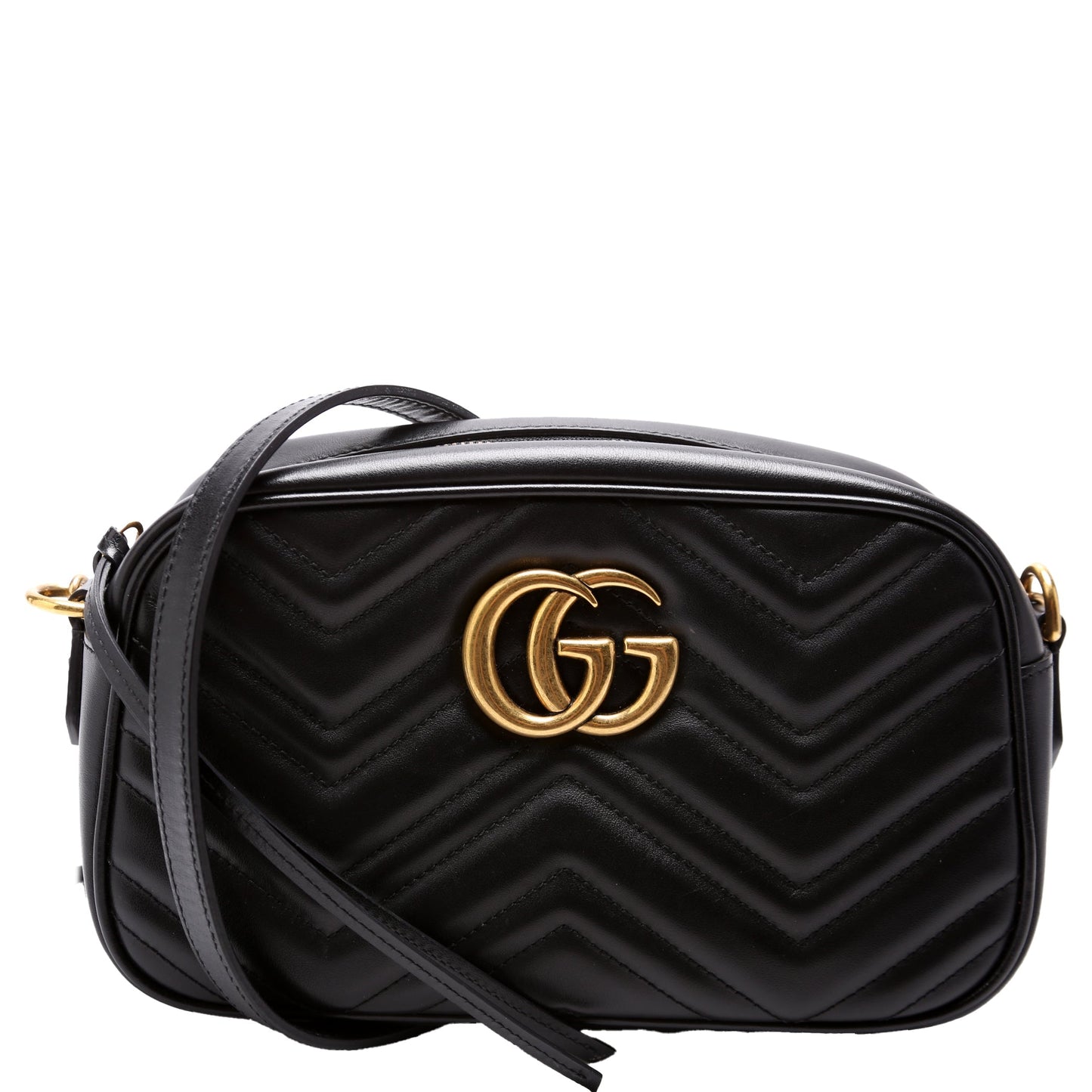 Gucci Marmont Camera Leather Black Small Travel Bag Black 1