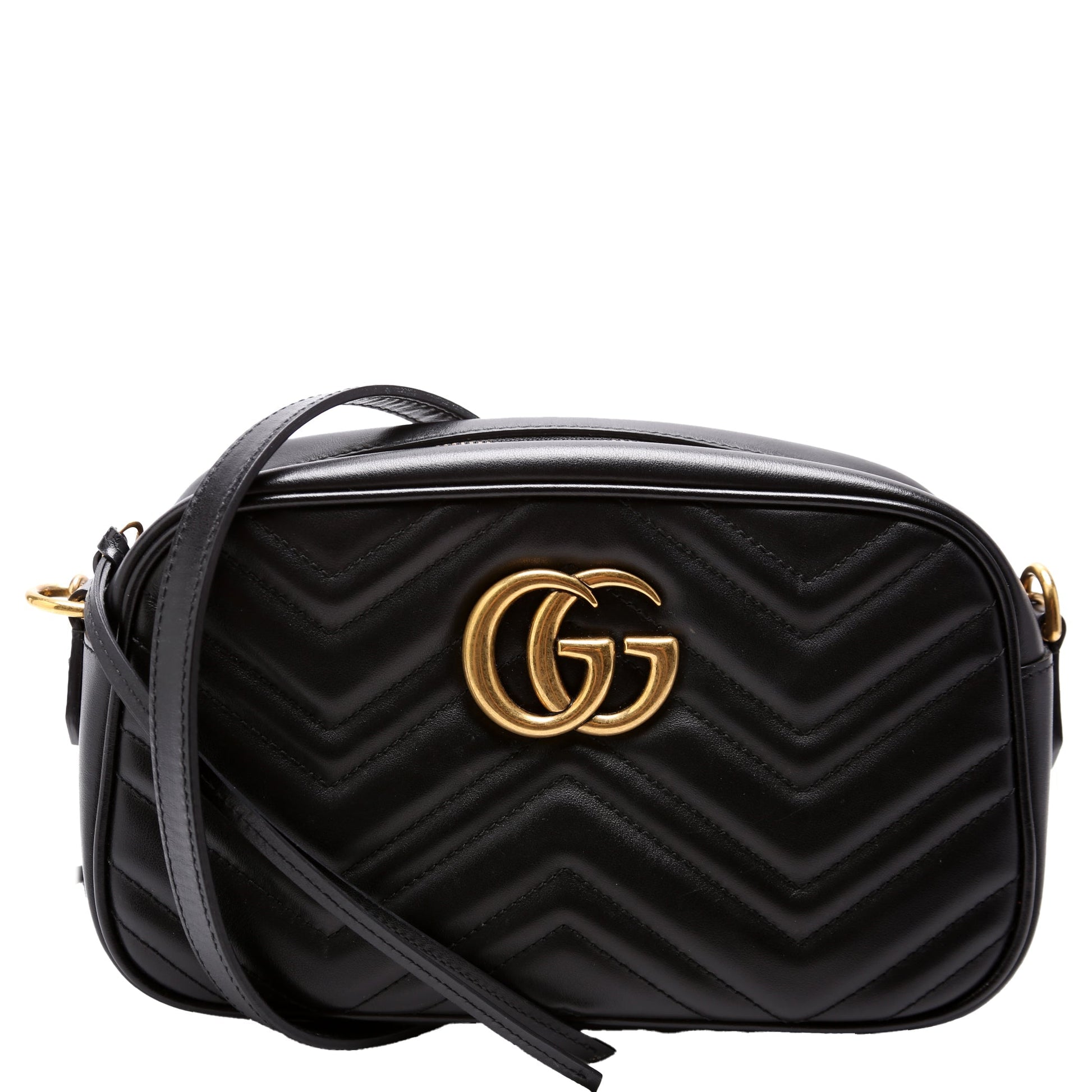 Gucci Marmont Camera Leather Black Small Travel Bag Black 1