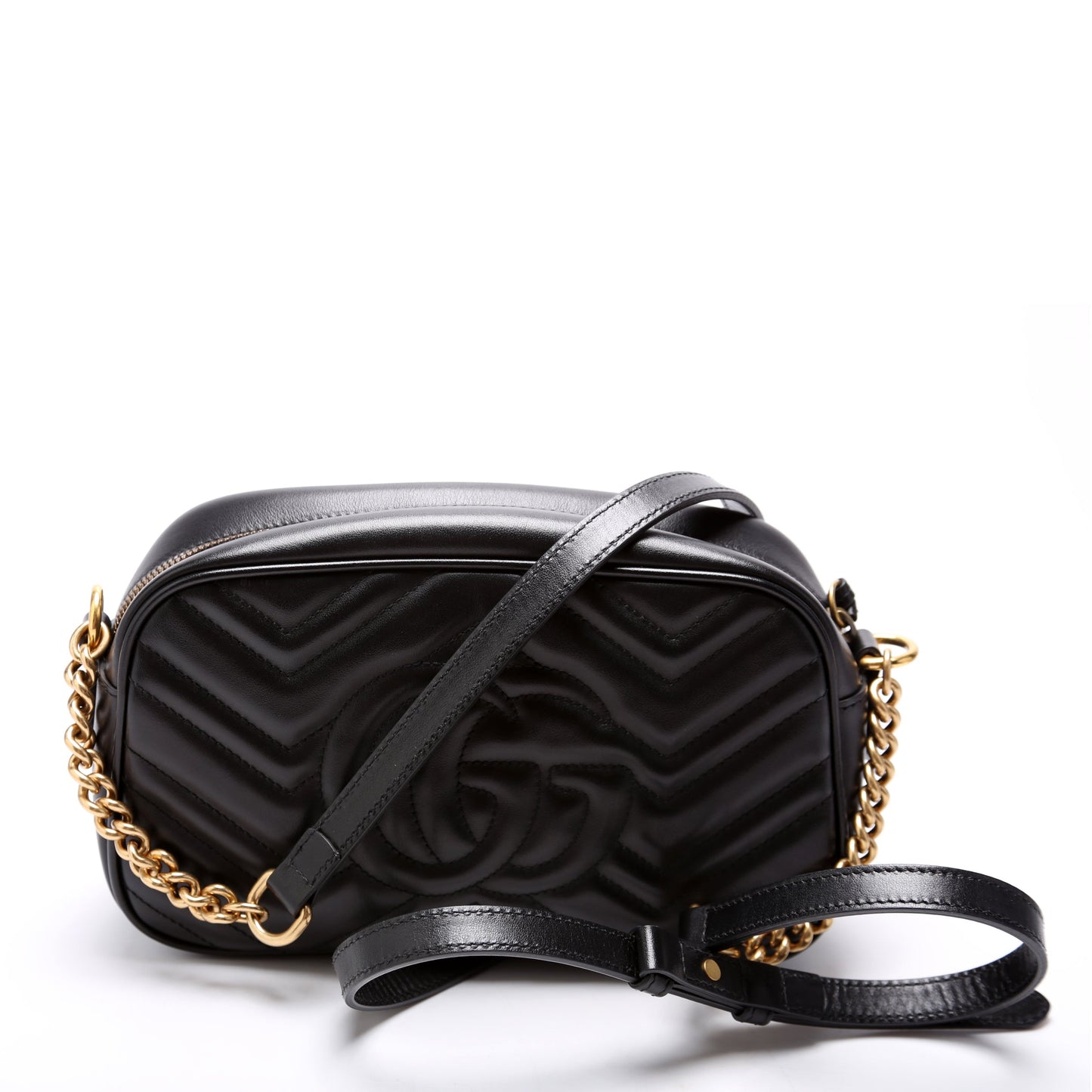 Gucci Marmont Camera Leather Black Small Travel Bag Black 1