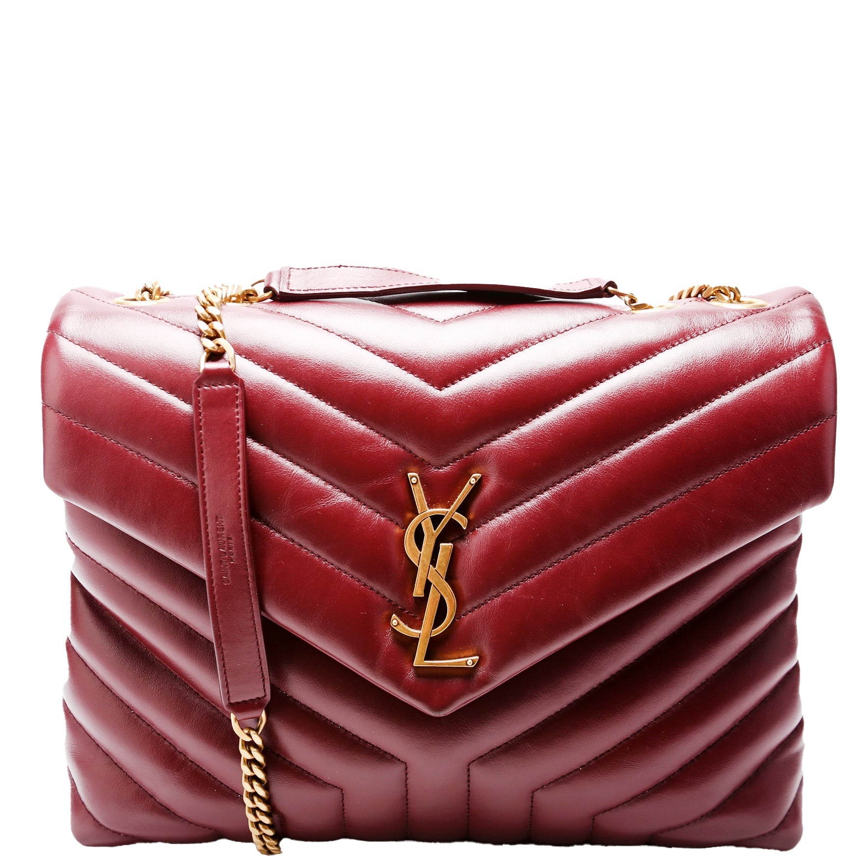YSL Saint Laurent Lou Lou Burgundy Bag Quilted Medium Travel Bag