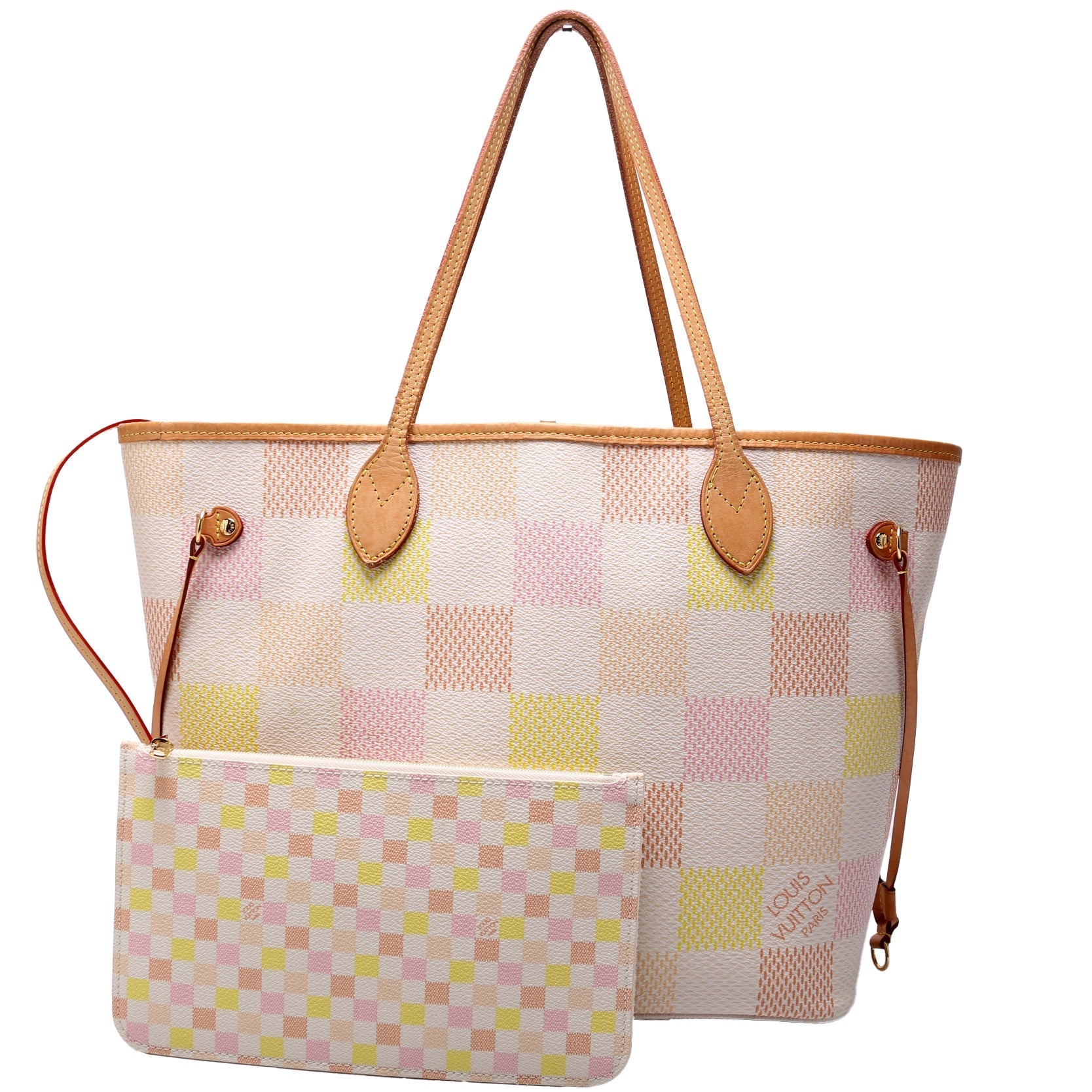 Louis Vuitton Neverfull W MM Giant Peach Damier Wallet Case