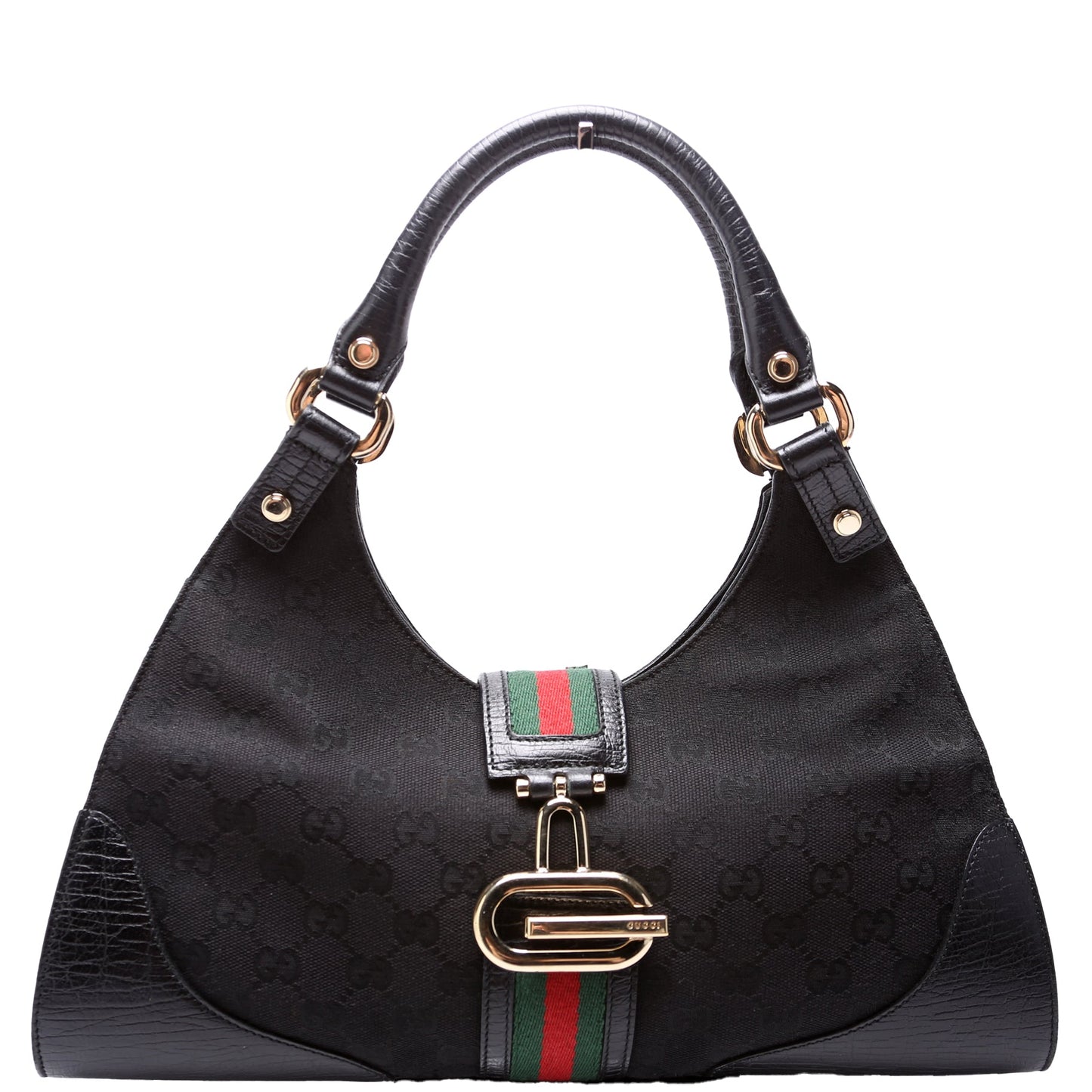 Gucci GG Web Junco Canvas Black Shoulder Bag