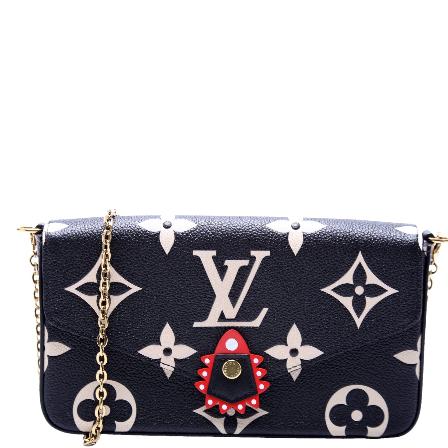 Louis Vuitton Pochette Felicie Crafty Bicolor Cream Empreinte Black Clutch Bag