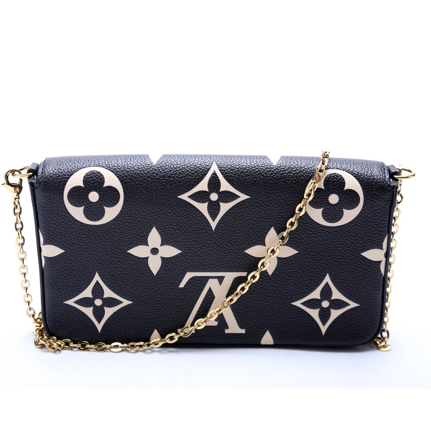 Louis Vuitton Pochette Felicie Crafty Bicolor Cream Empreinte Black Clutch Bag