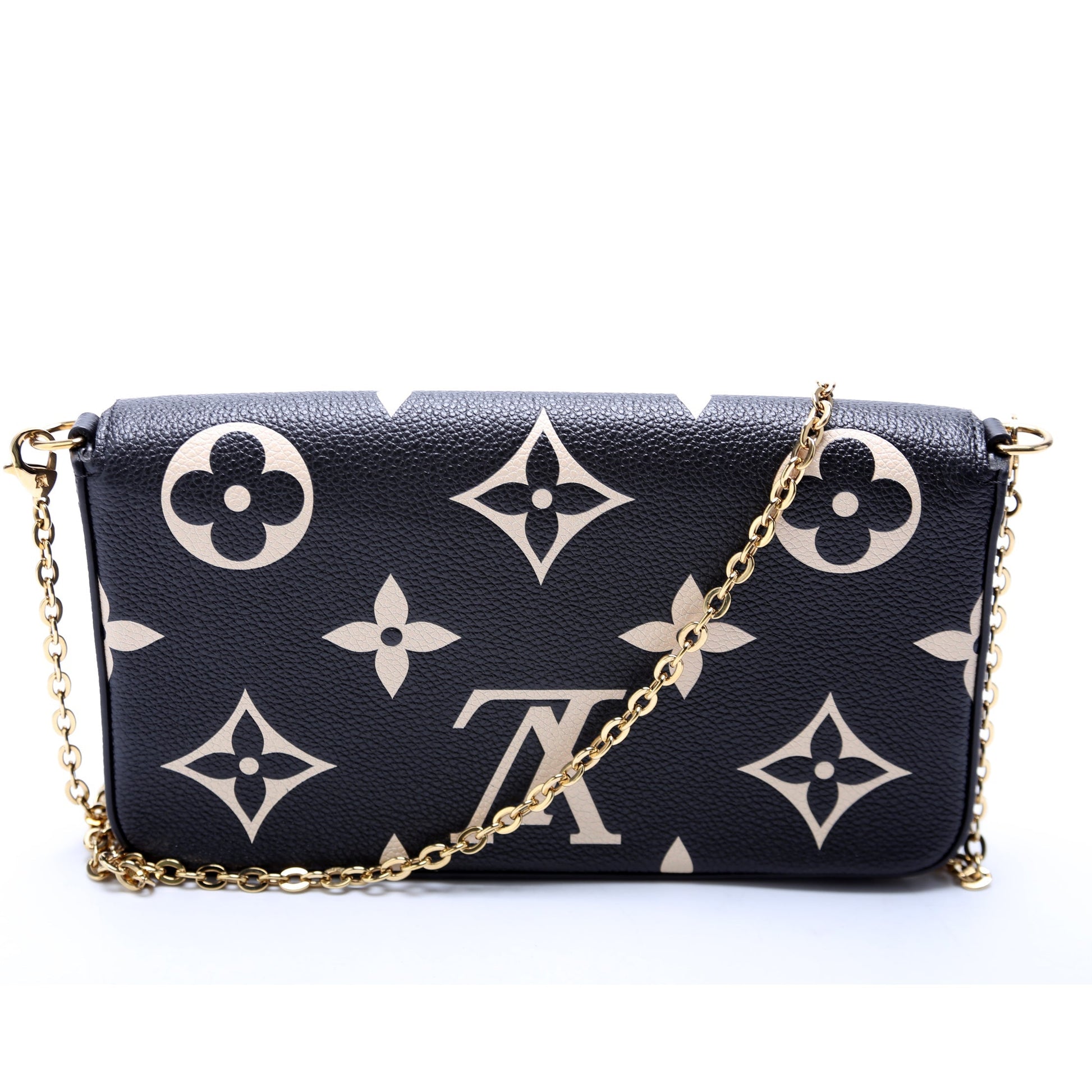 Louis Vuitton Pochette Felicie Crafty Bicolor Cream Empreinte Black Clutch Bag