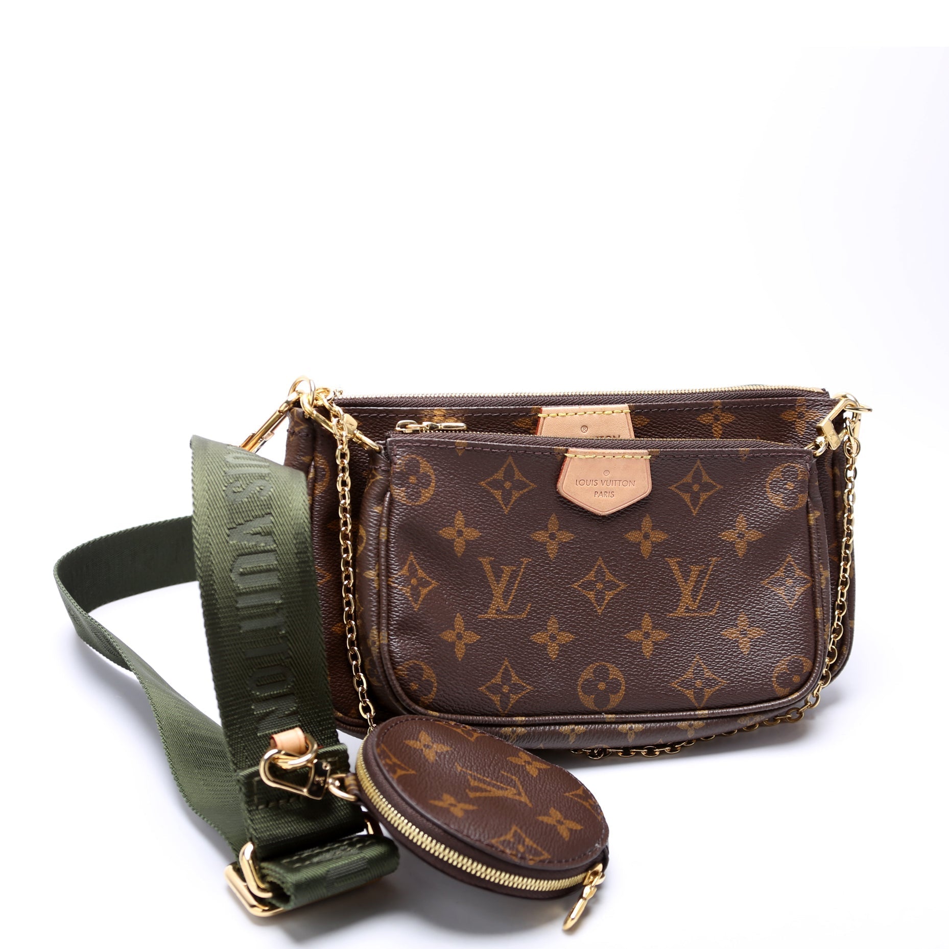 Louis Vuitton Multi Pochette Monogram Green Clutch Bag Green 2