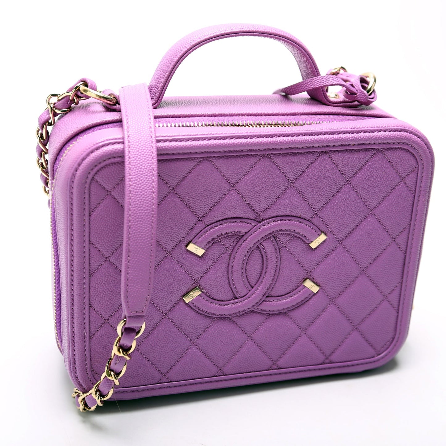 Chanel Filigree Vanity 28M Purple Handbag