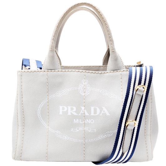 Prada Canapa Tote Grey Bag Canvas Small Tote Bag