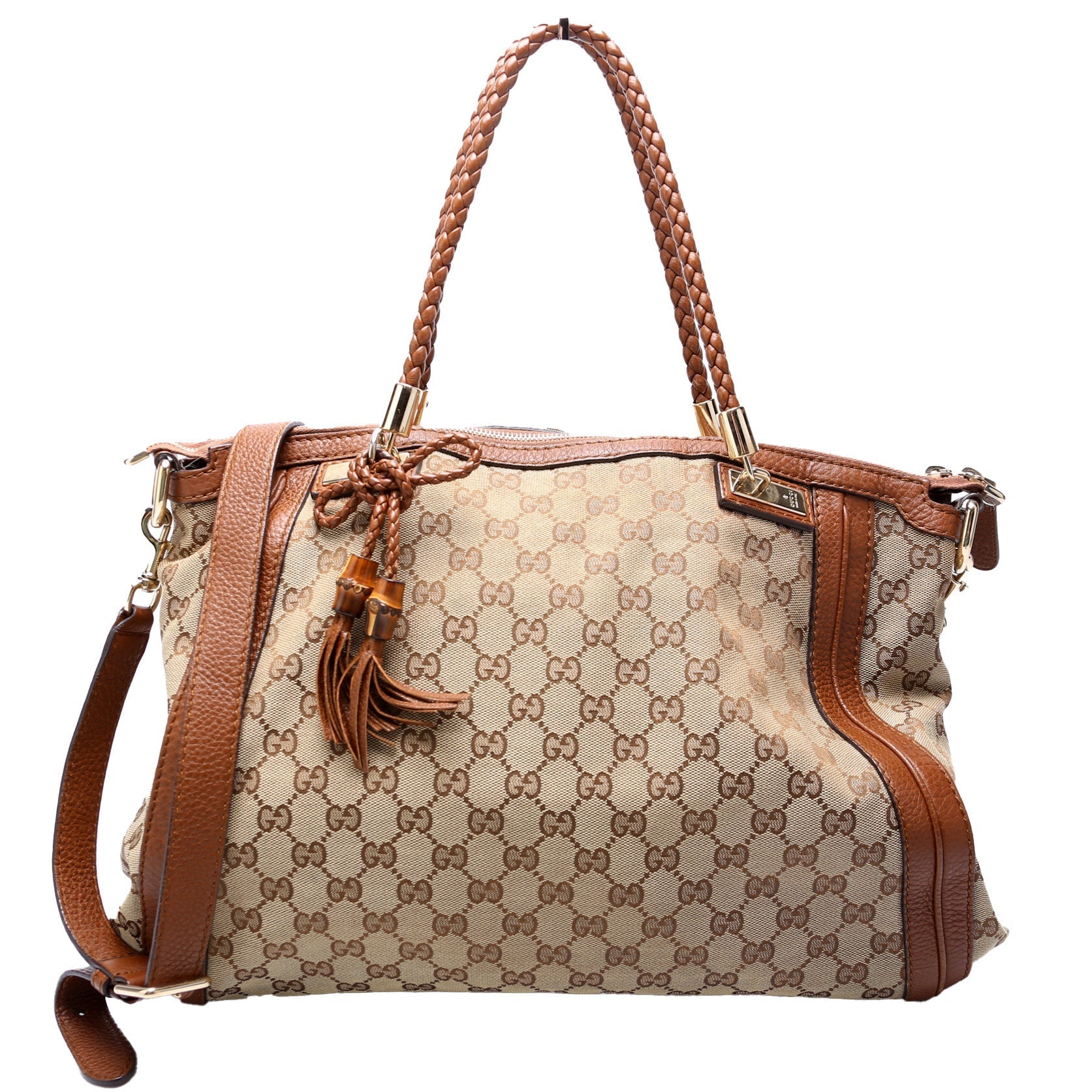 Gucci GG Bella Canvas Brown Top Handle Travel Bag