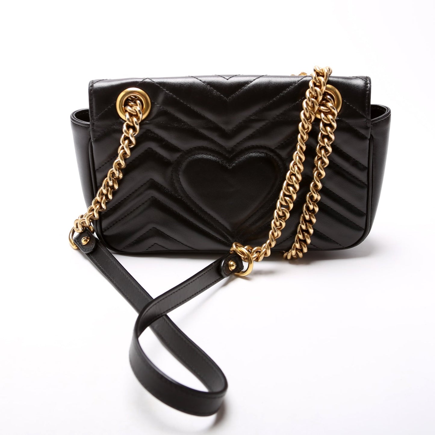 Gucci Marmont Leather Black Mini Flap Shoulder Bag