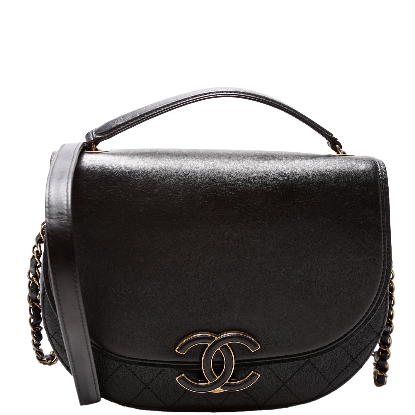 Chanel Coco Curve Messenger Goatskin Calfskin 24M Black Small Messenger Bag