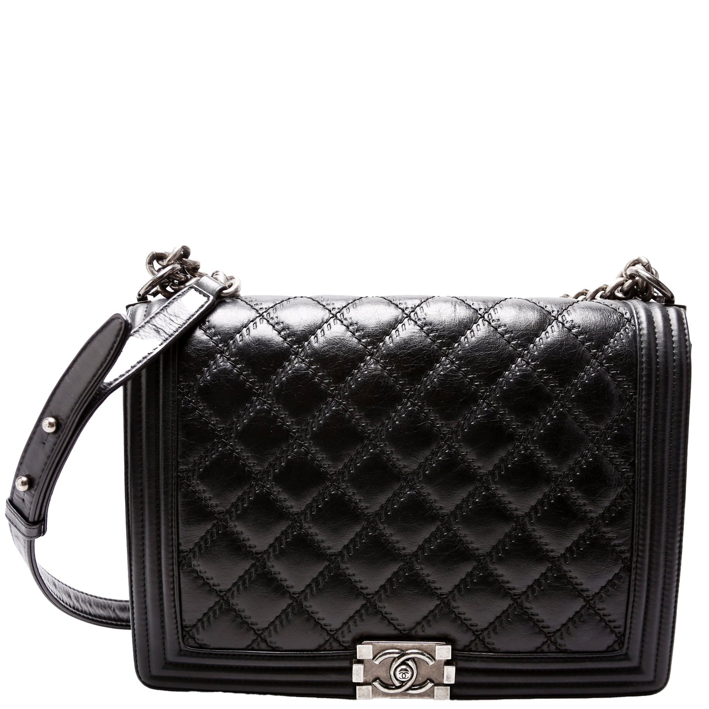 Chanel Boy Flap Double Stitch Lambskin 16-20m Handbag