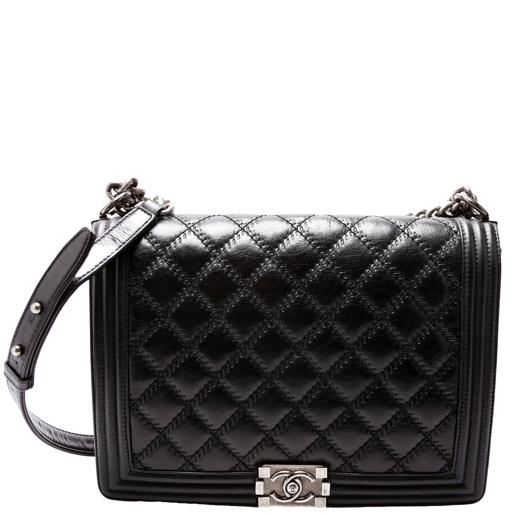 Chanel Boy Flap Double Stitch Lambskin 16-20m Handbag