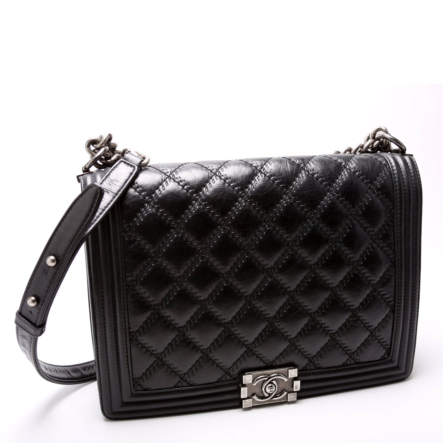 Chanel Boy Flap Double Stitch Lambskin 16-20m Handbag
