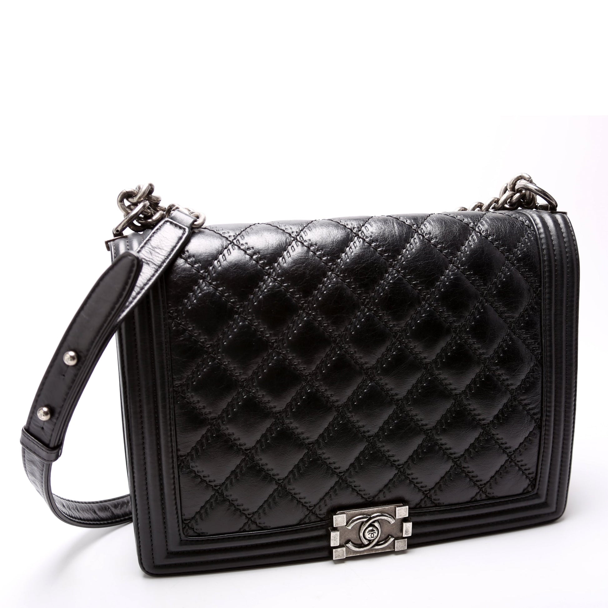 Chanel Boy Flap Double Stitch Lambskin 16-20m Handbag