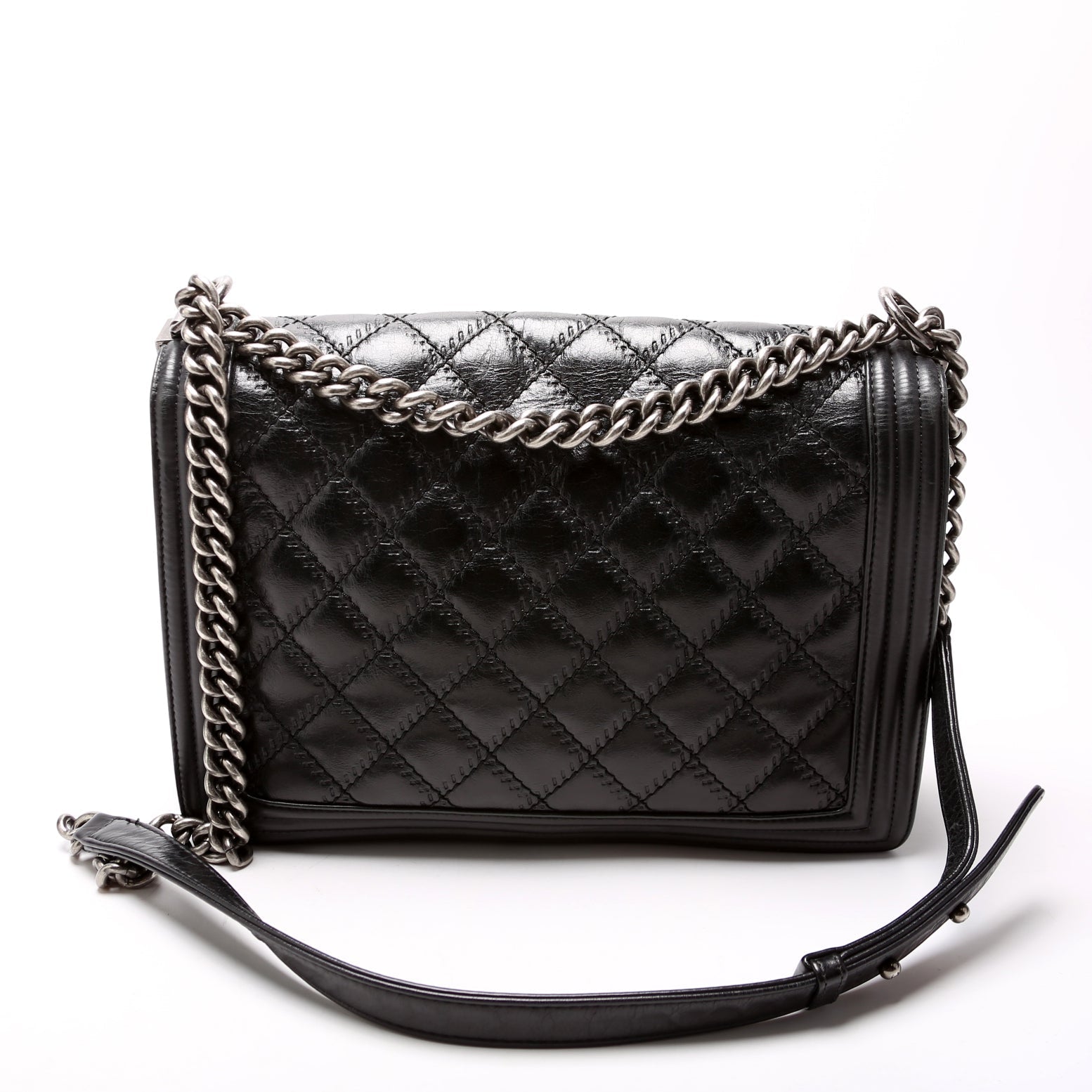 Chanel Boy Flap Double Stitch Lambskin 16-20m Handbag