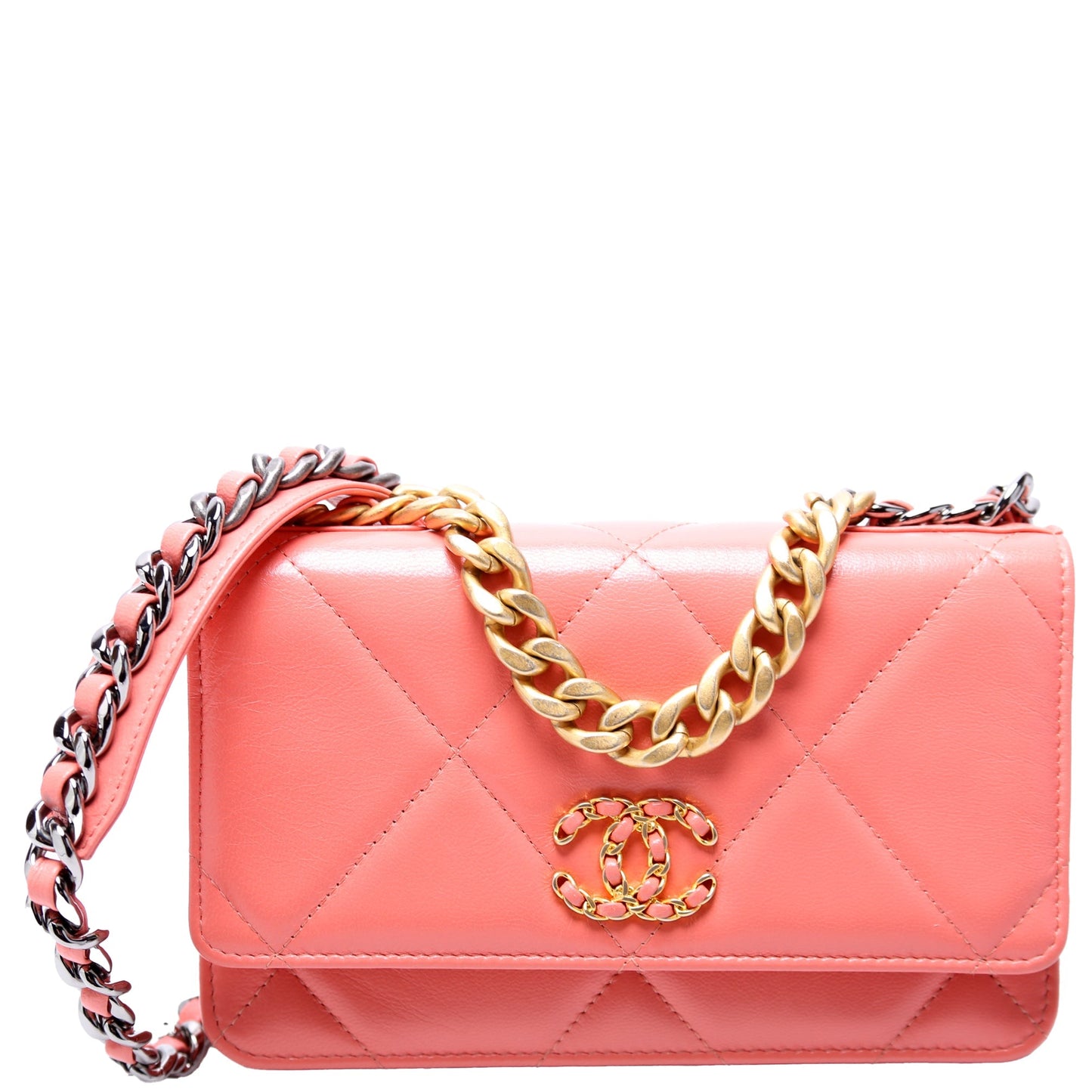 Chanel 19 WOC Quilted Lambskin 30M Pink Clutch Bag