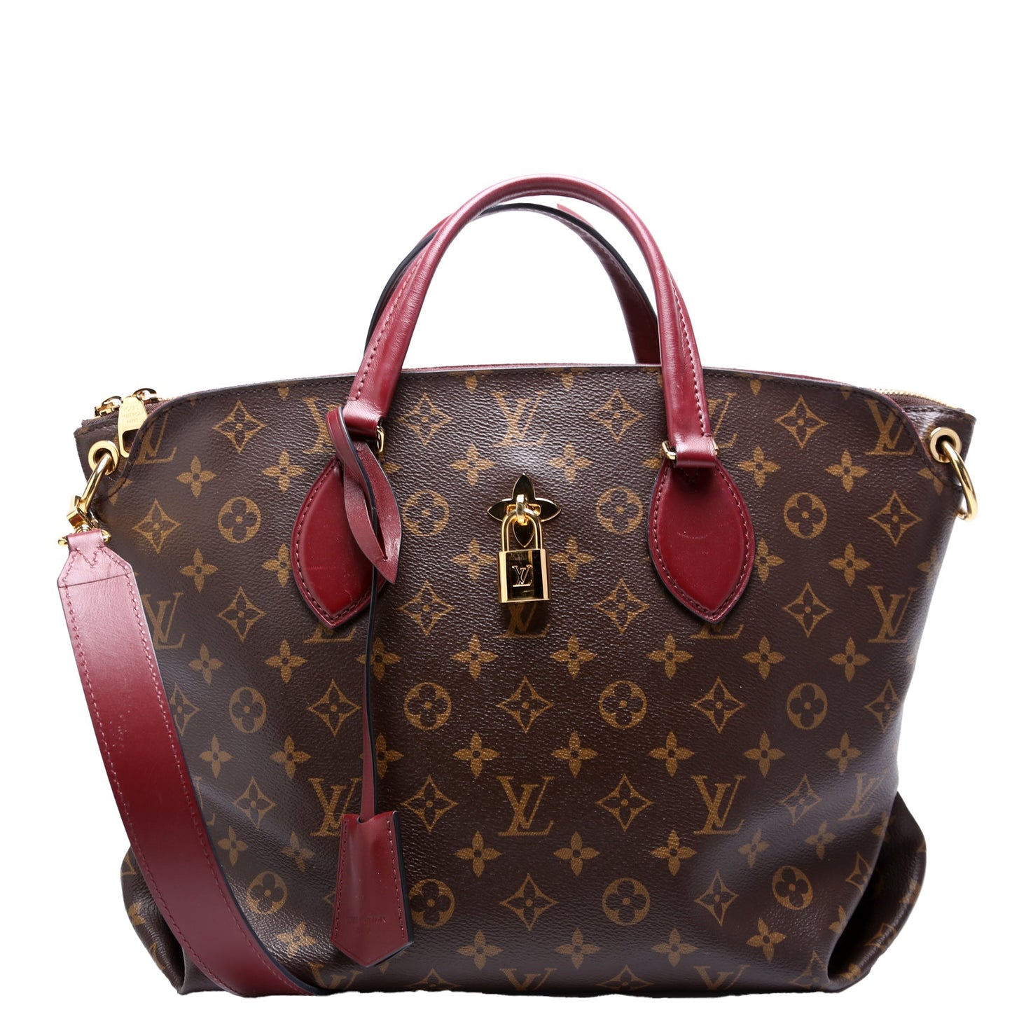 Louis Vuitton Flower Zipped MM Berry Monogram Tote Bag