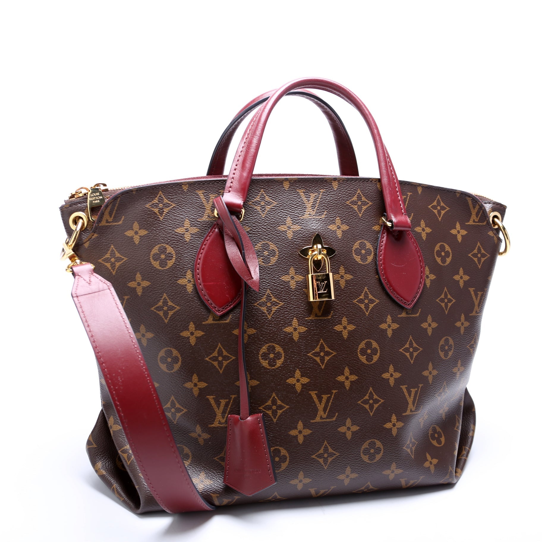 Louis Vuitton Flower Zipped MM Berry Monogram Tote Bag