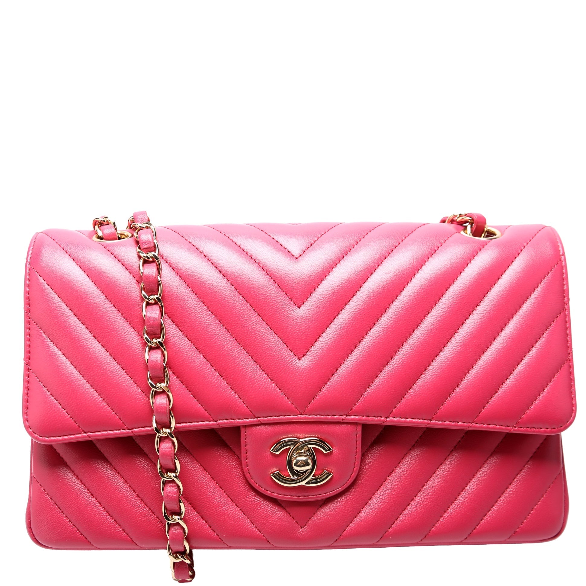 Chanel Classic Flap Chevron Lambskin 29-32M Pink Handbag