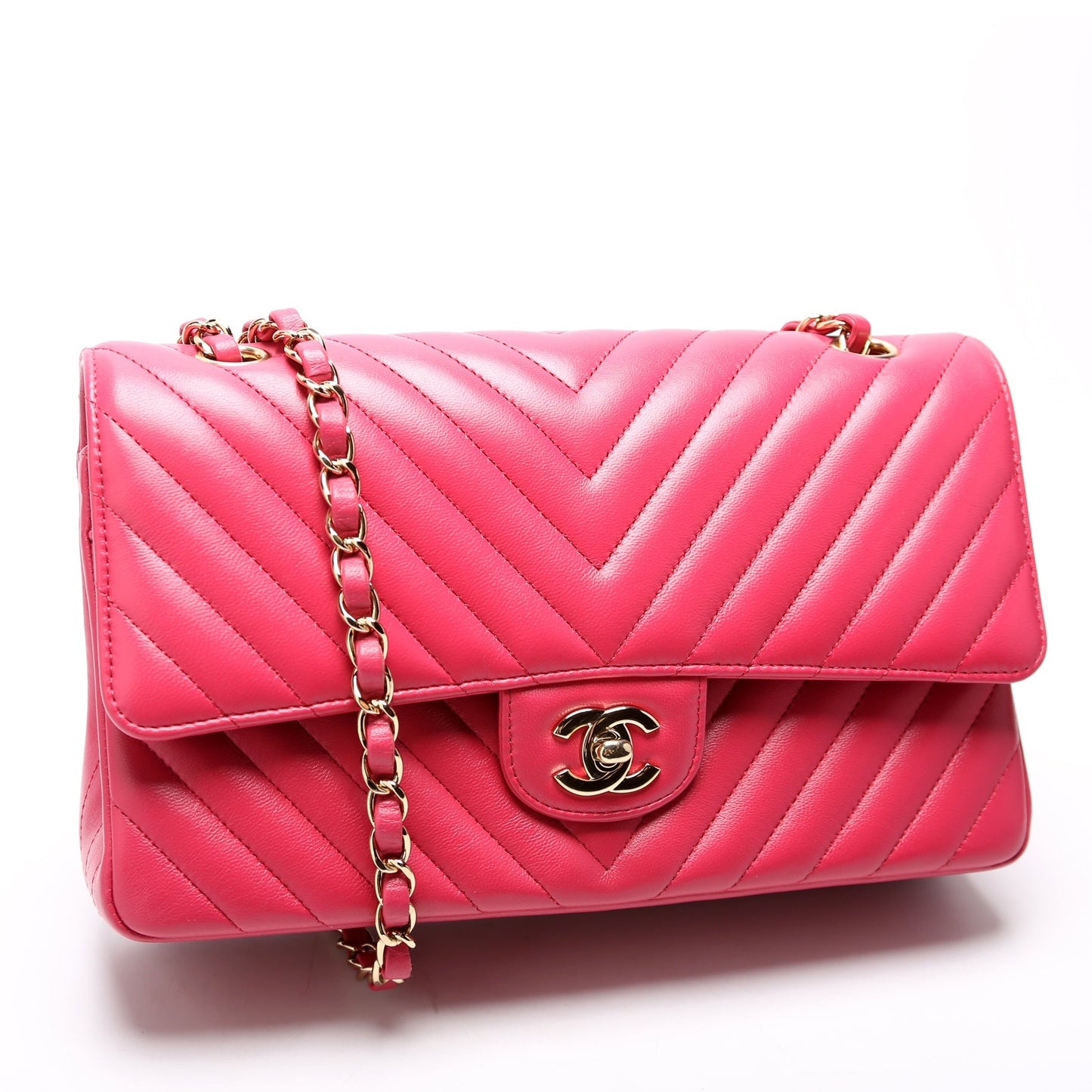 Chanel Classic Flap Chevron Lambskin 29-32M Pink Handbag