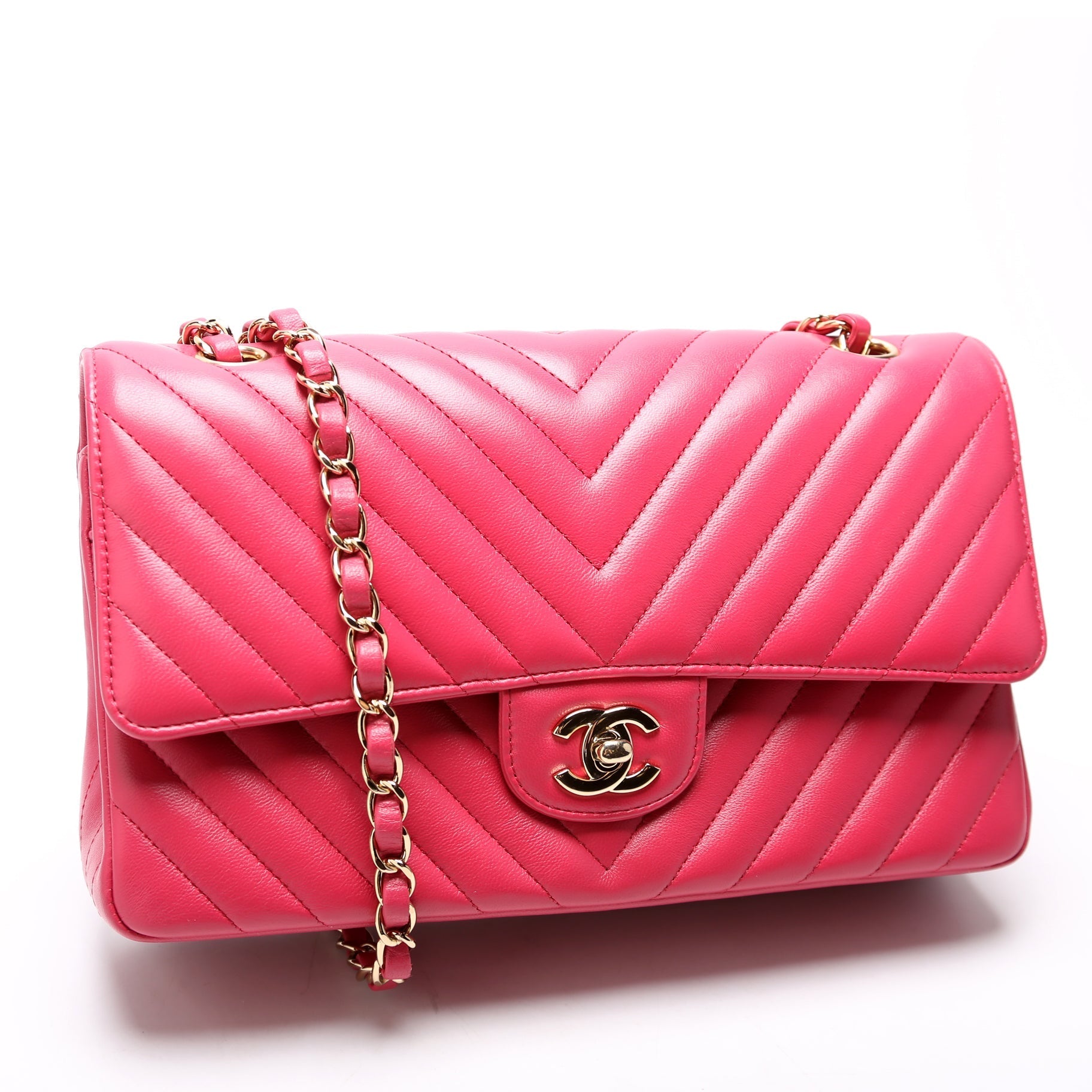 Chanel Classic Flap Chevron Lambskin 29-32M Pink Handbag