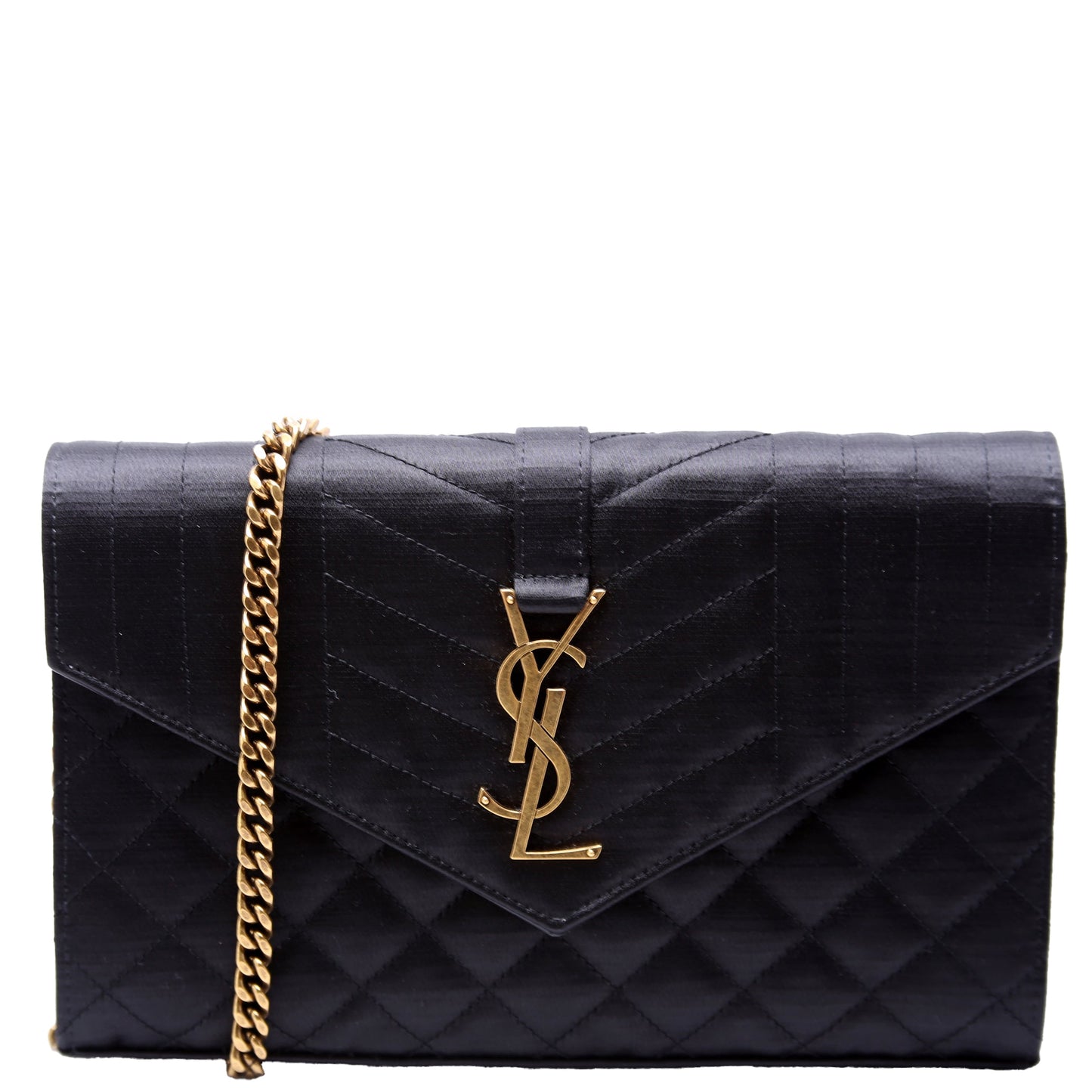 YSL Saint Laurent Saint Laurent Triquilt Wallet Bag Satin Chain Travel Bag