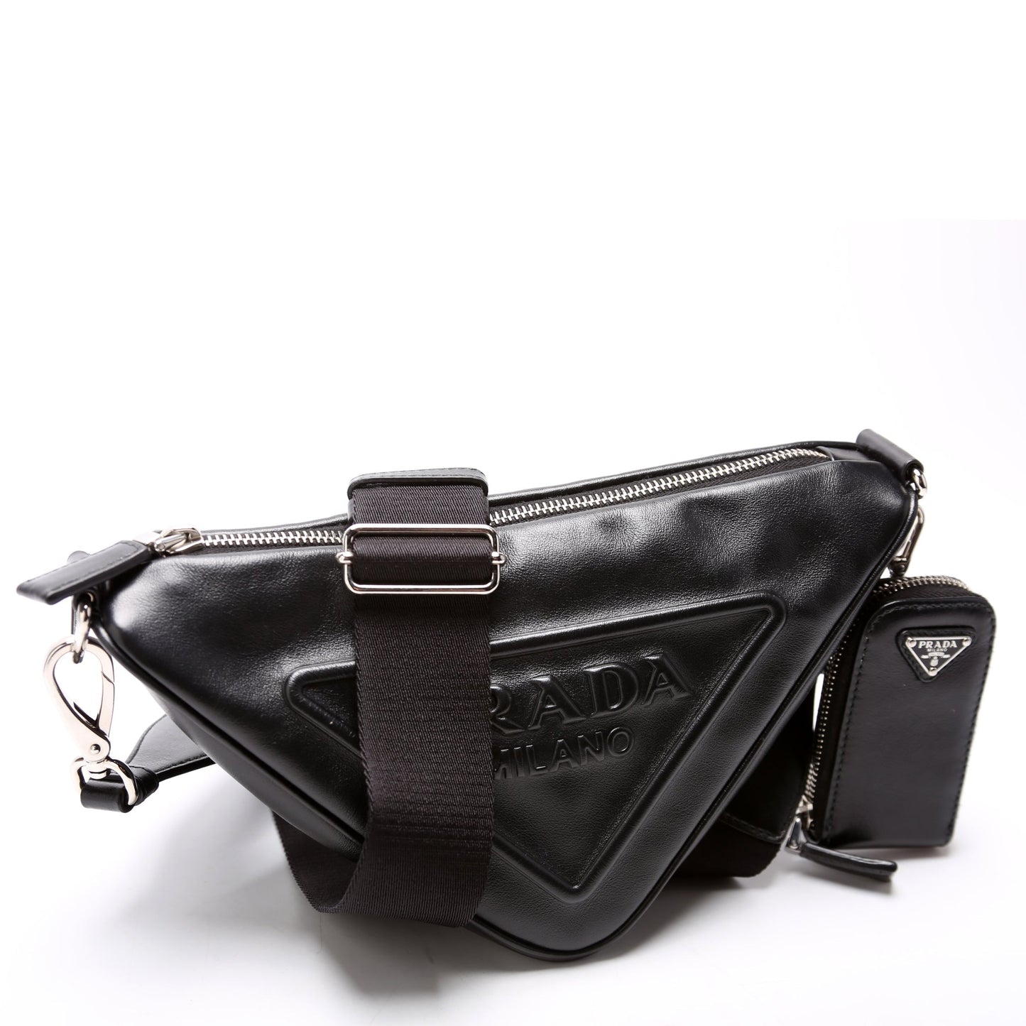 Prada Triangle Shoulder Bag Leather Black